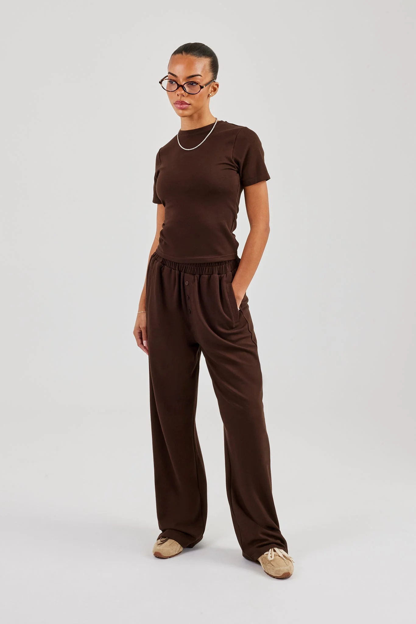 Soft Touch Short Sleeve Top & Trouser - Chocolate - Image 4