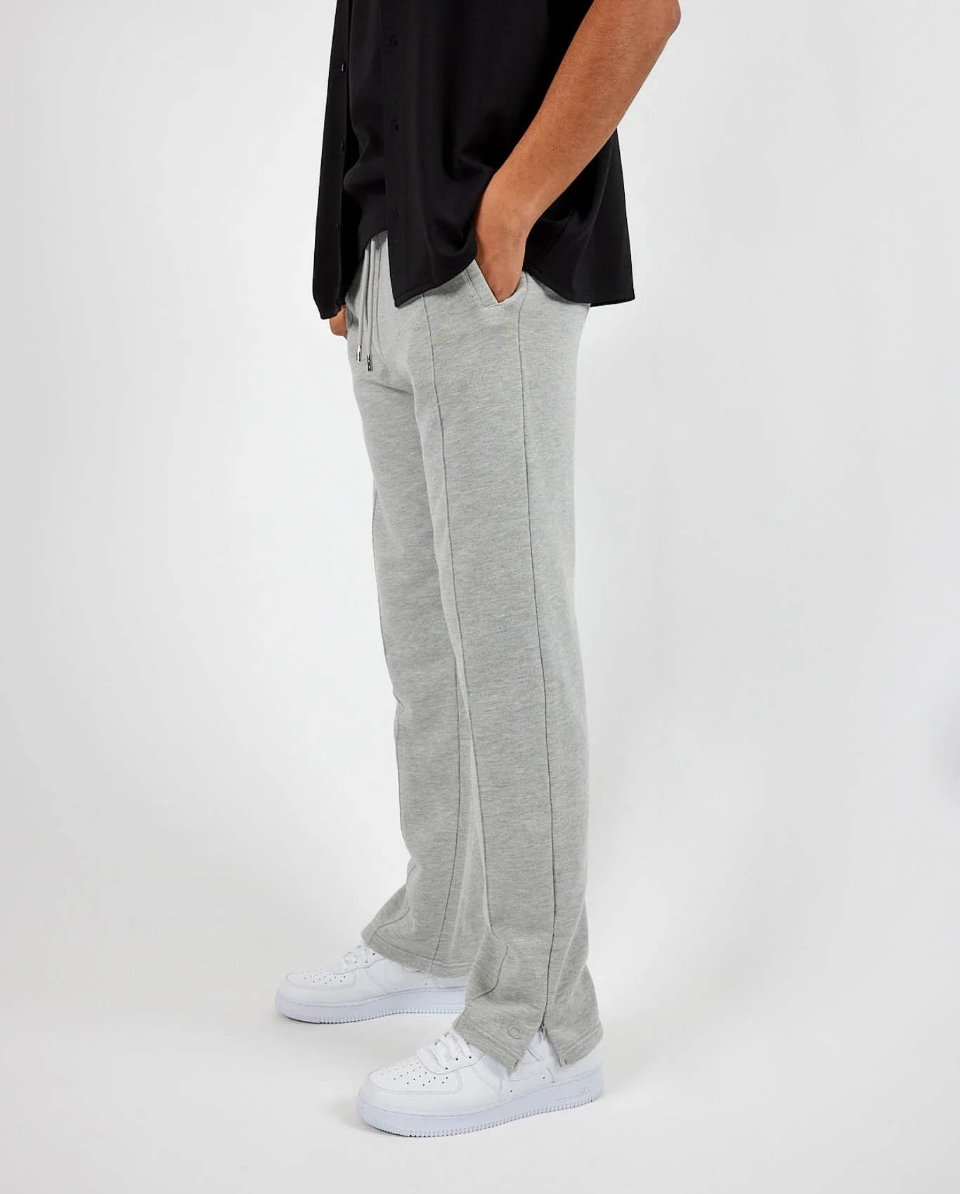 Split Hem Jogger - Grey Marl - Image 2