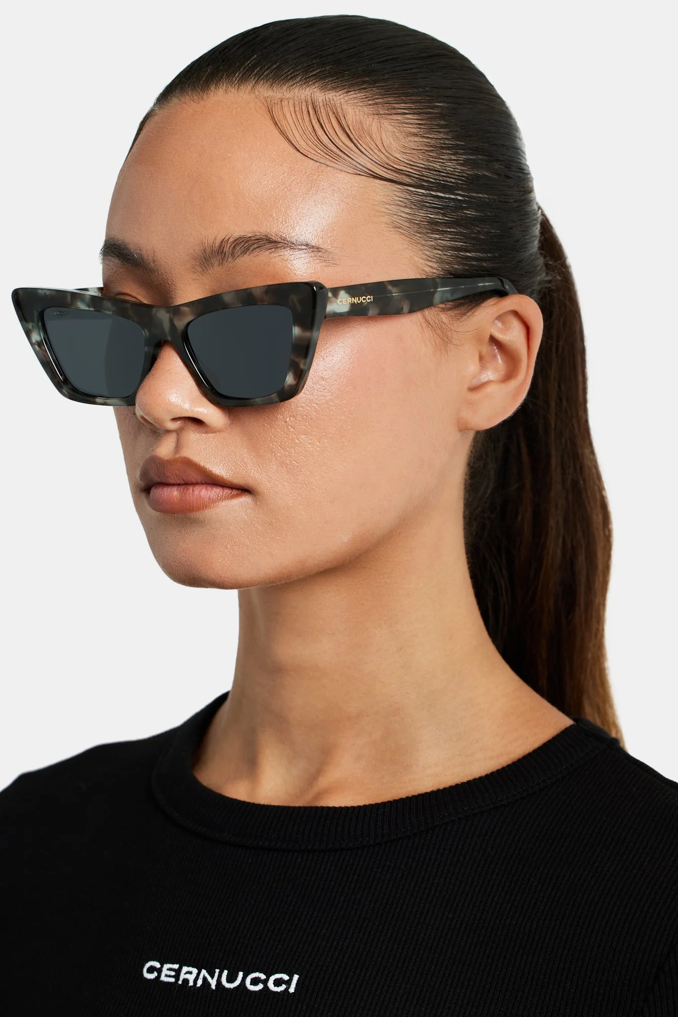 Square Cat Eye Acetate Frame Sunglasses - Multi - Image 2
