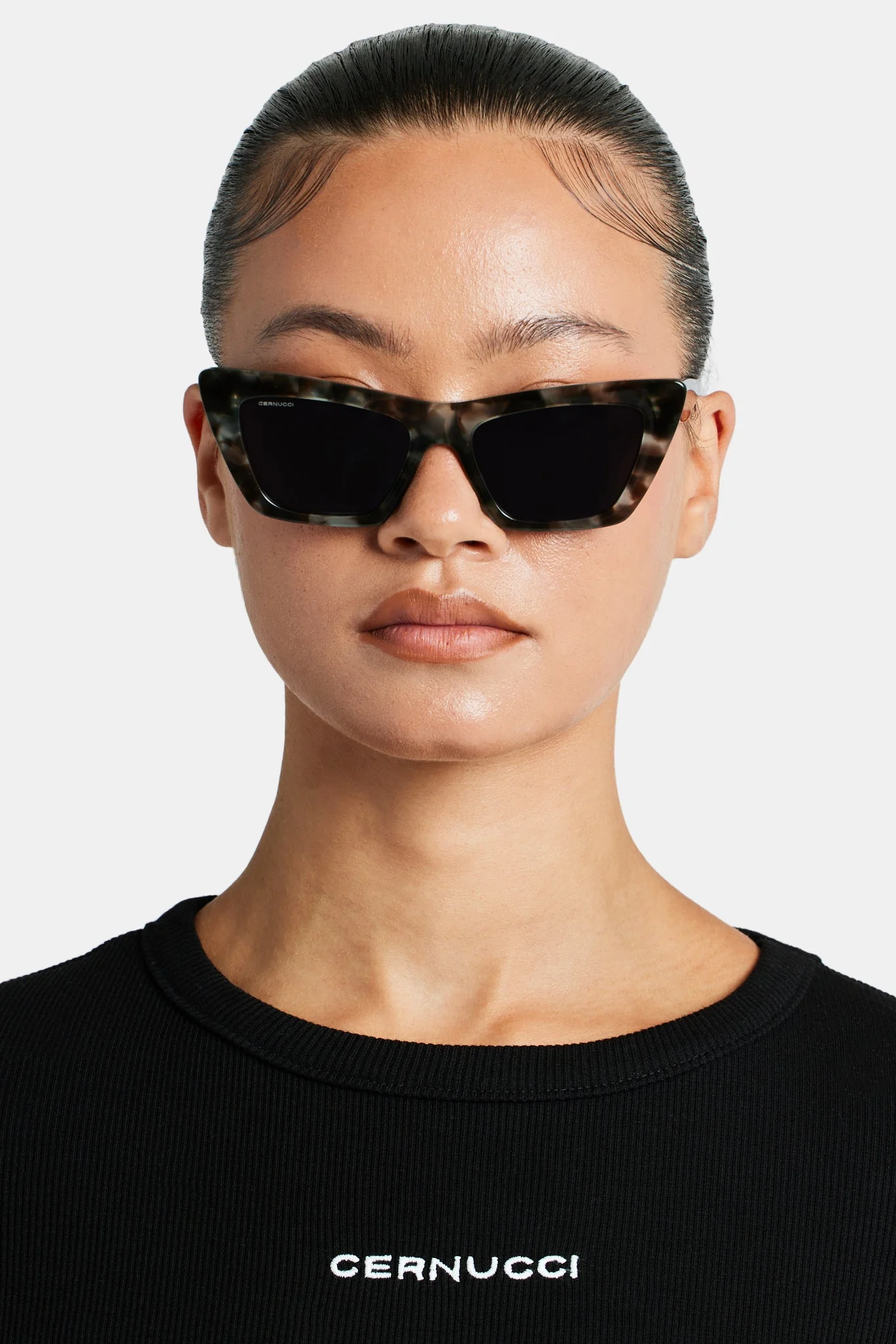 Square Cat Eye Acetate Frame Sunglasses - Multi - Image 5
