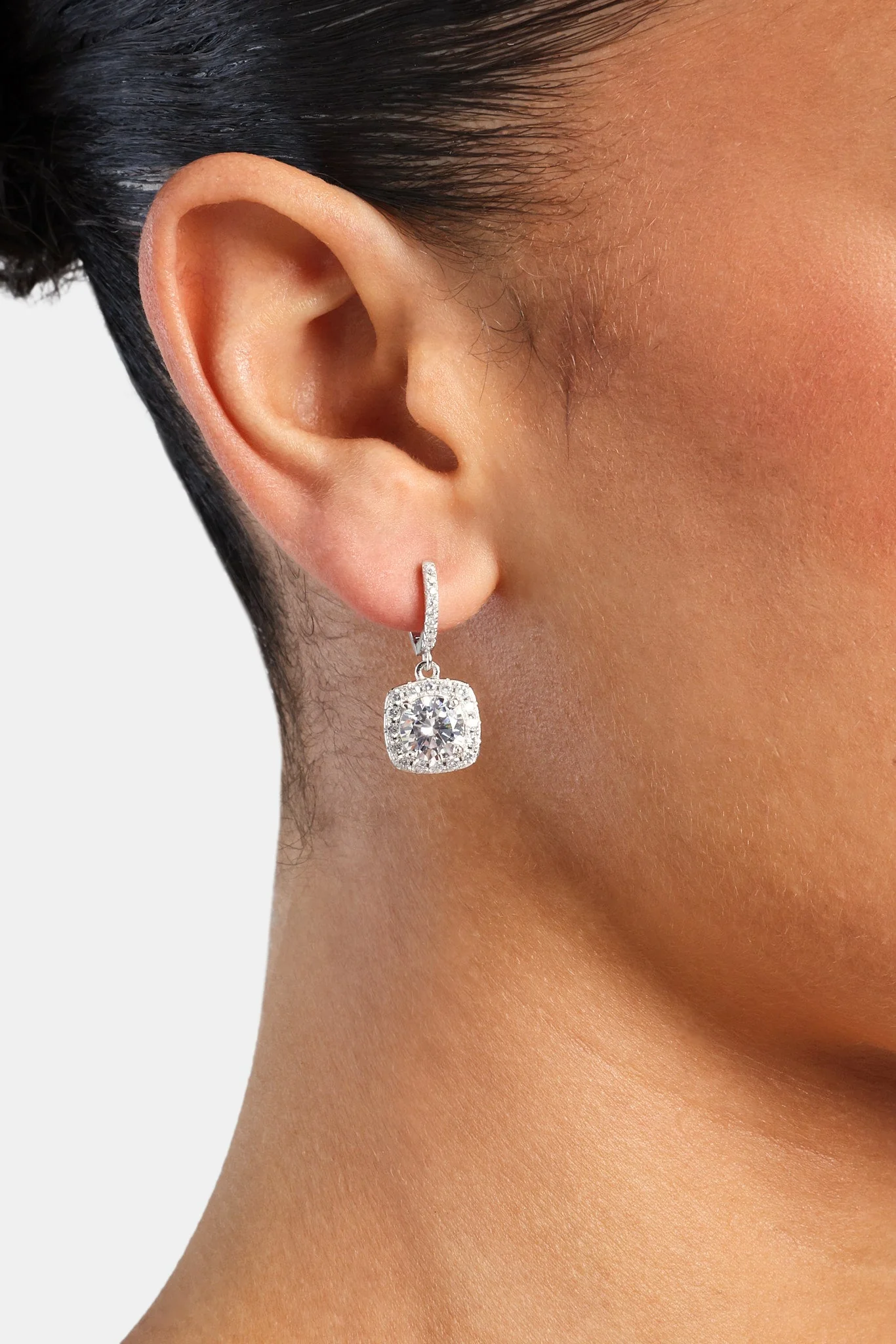 Square Drop Earrings - White - 25mm - Image 2
