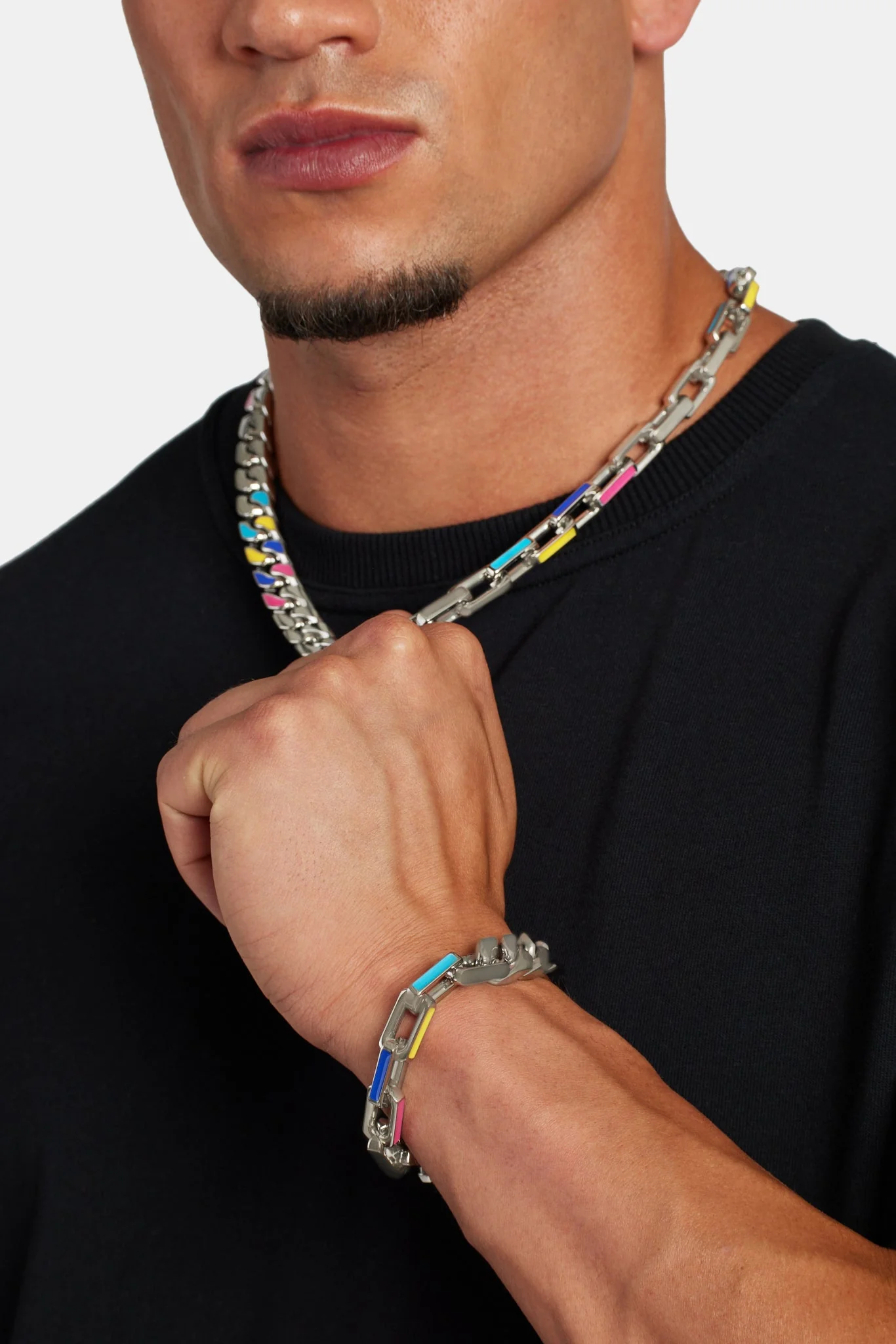 Colour Enamel Cuban and Link Mix Chain - Image 3