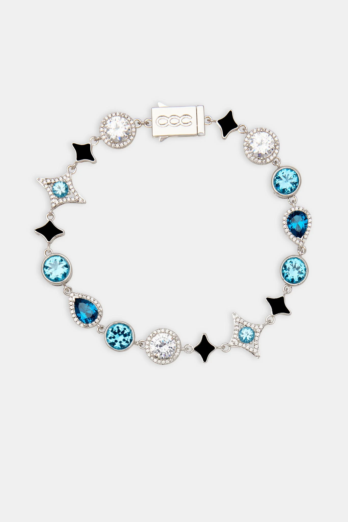 Star Motif Blue Multi Gemstone Bracelet - 10mm - Image 2