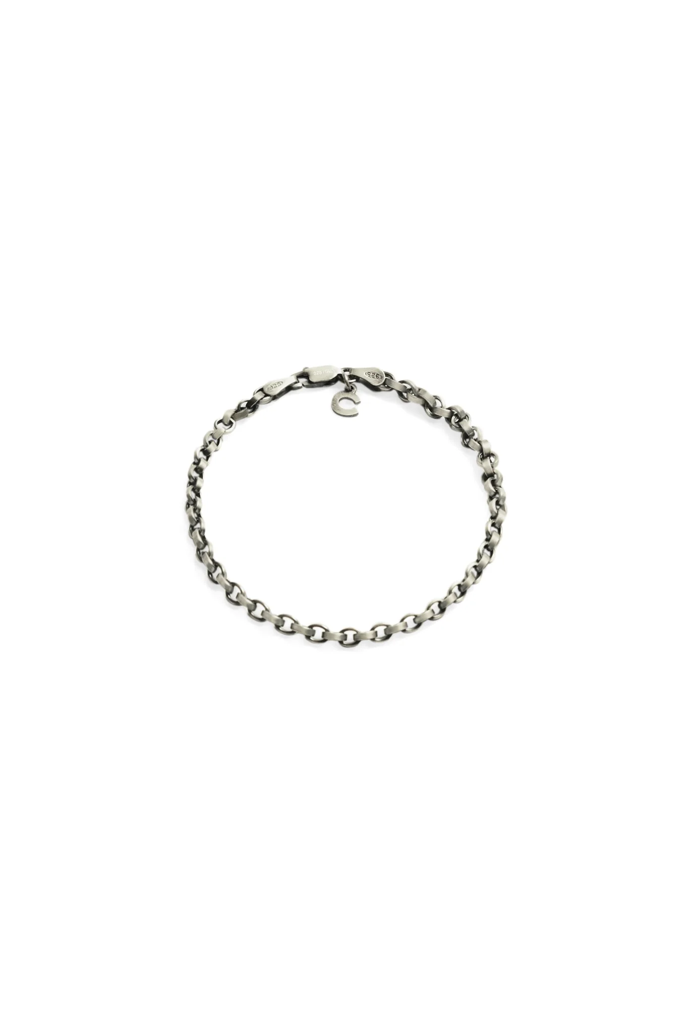 925 Sterling Silver Oxidised Anchor Bracelet - Image 2