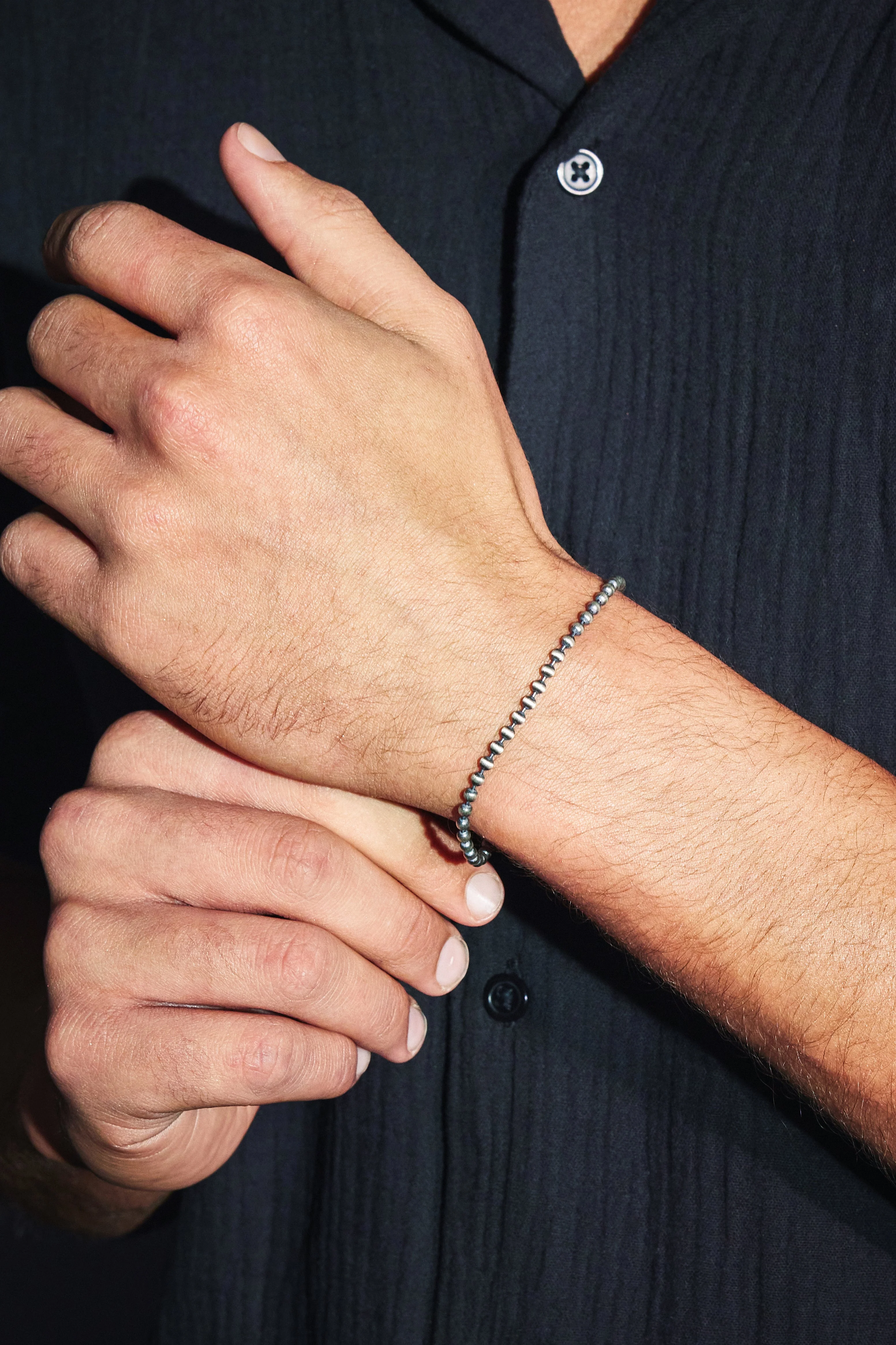 925 Sterling Silver Oxidised Bead Bracelet - Image 2