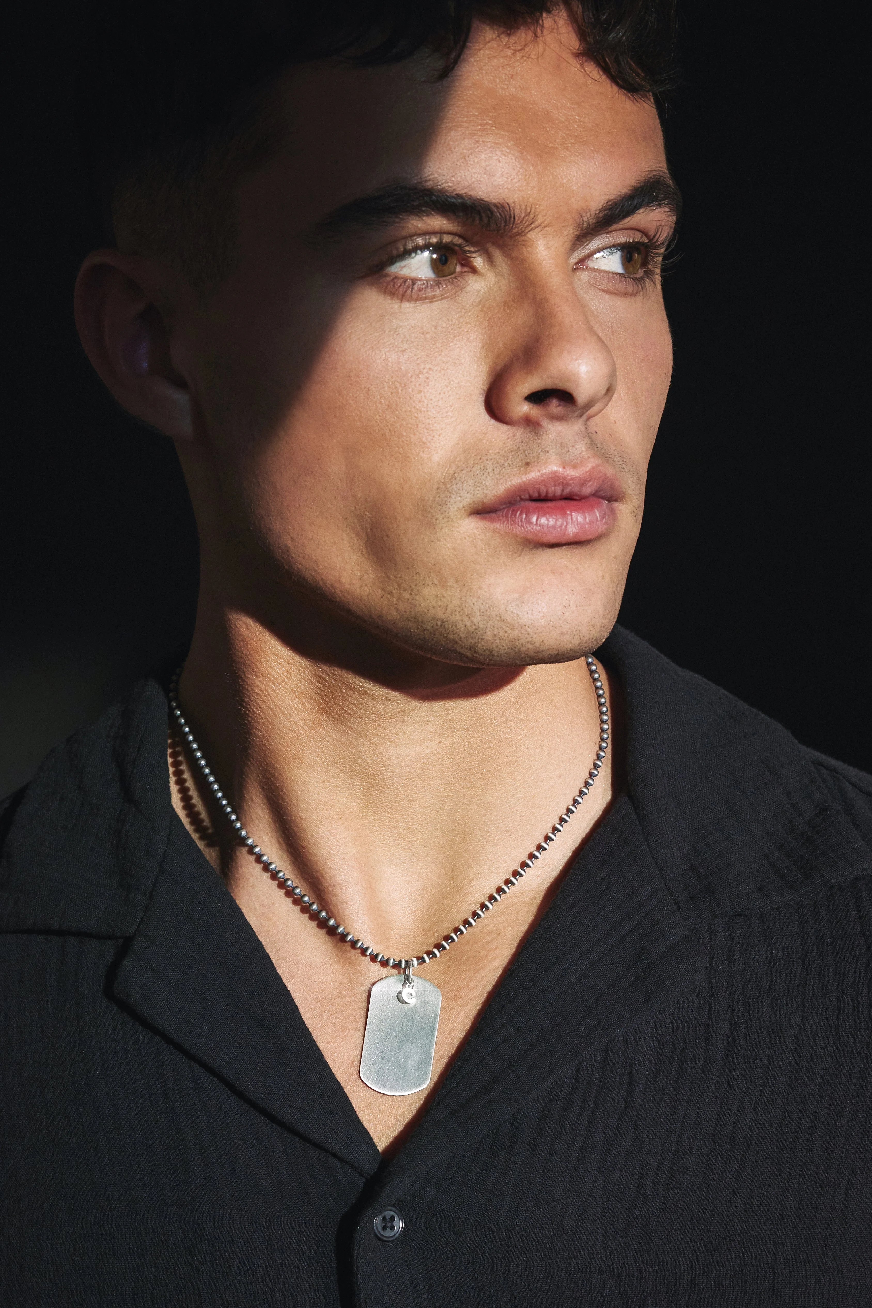 925 Sterling Silver Oxidised Dog Tag Necklace - 3mm - Image 2