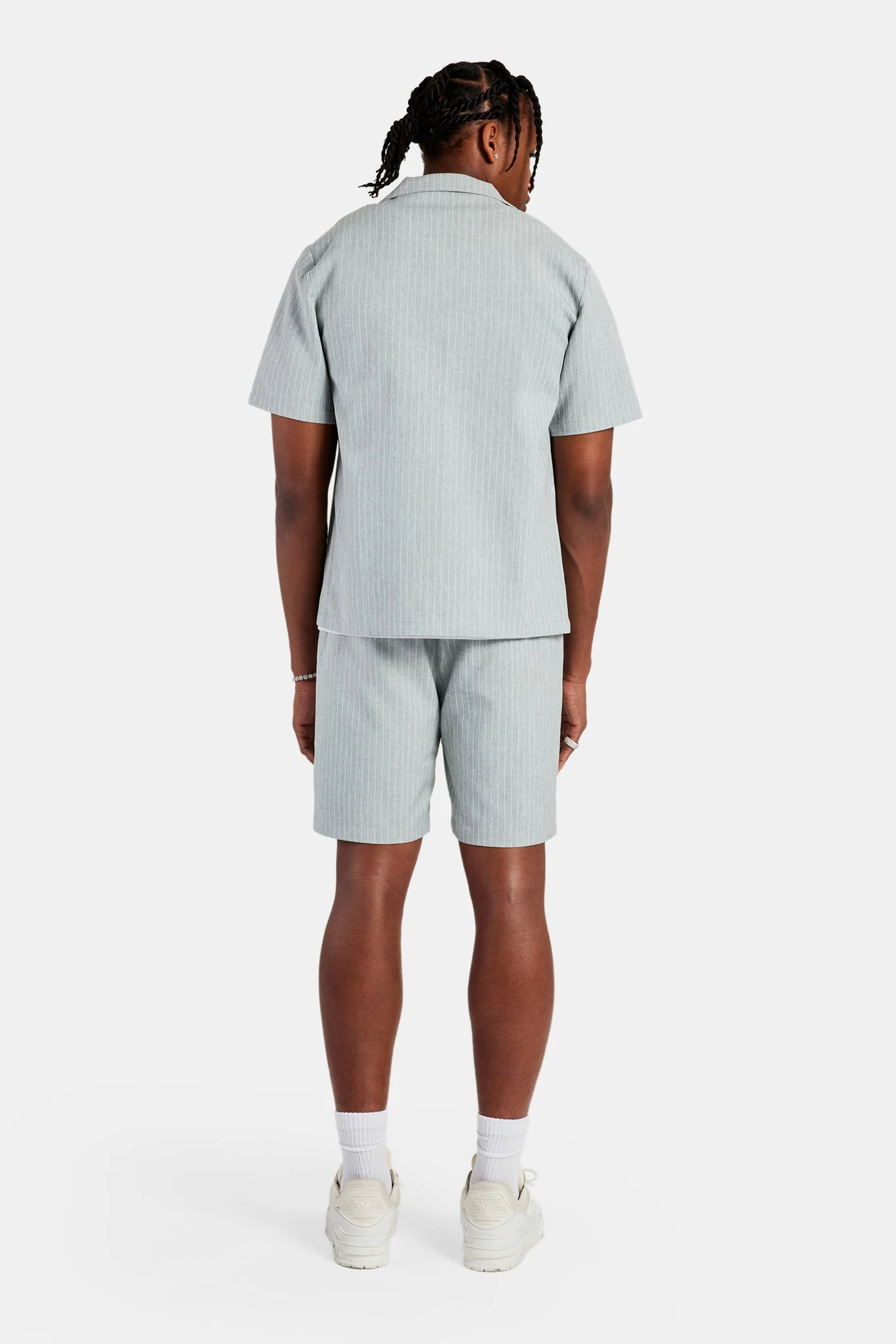 Striped Button Front Revere Shirt & Short Set - Image 3