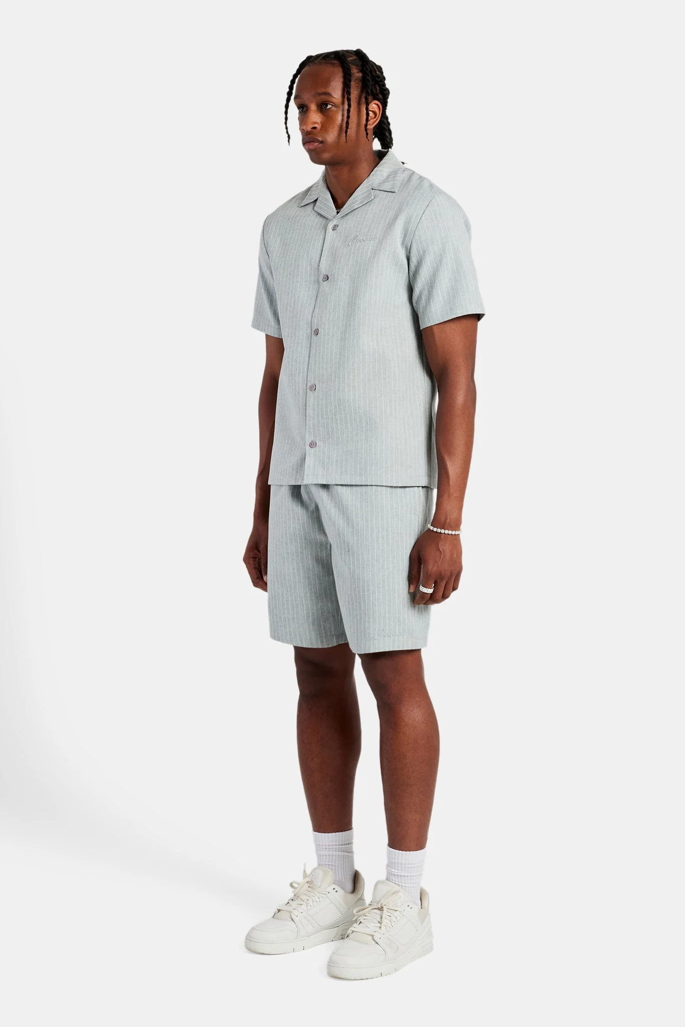 Striped Button Front Revere Shirt & Short Set - Image 4