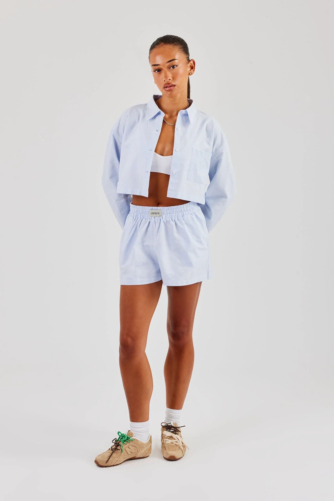 Striped Pocket Oversized Shirt - Blue - Image 2