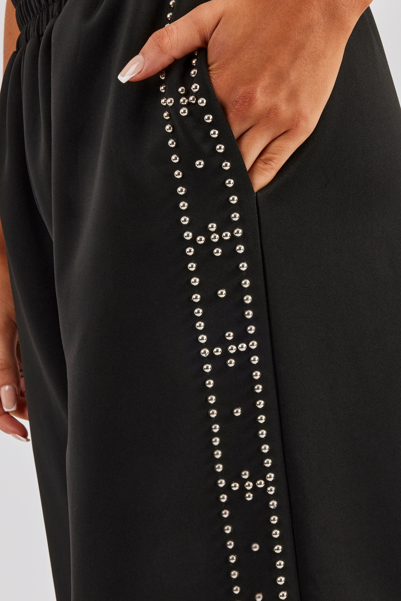 Stud Wide Leg Jogger - Black - Image 3