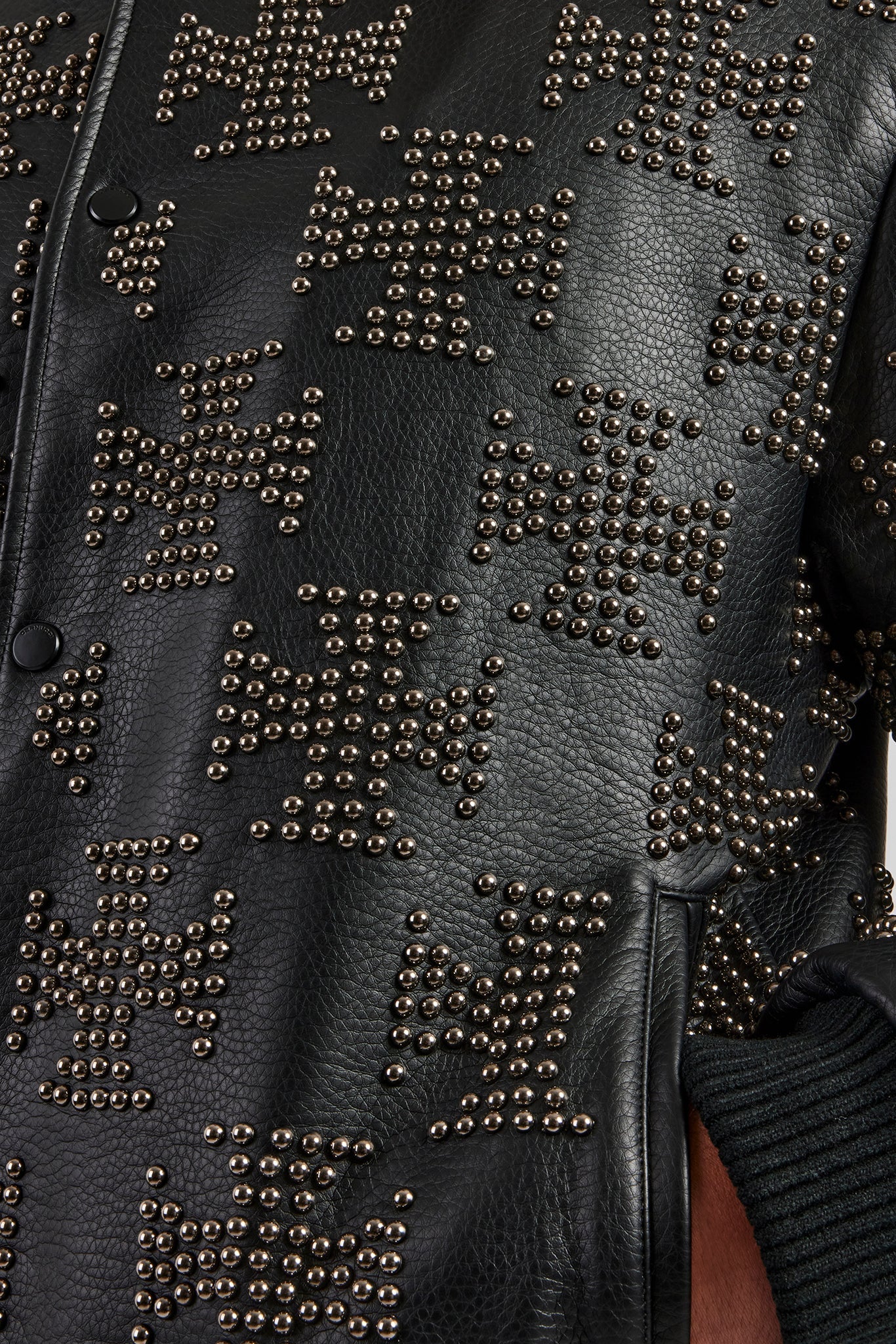 Studded Oversized PU Bomber Jacket - Image 2
