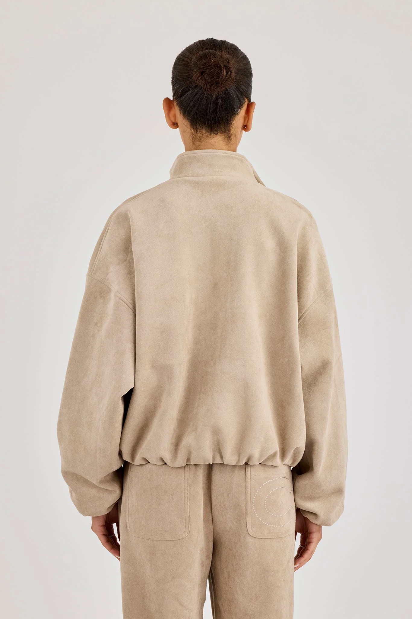 Suede Biker Jacket - Beige - Image 3