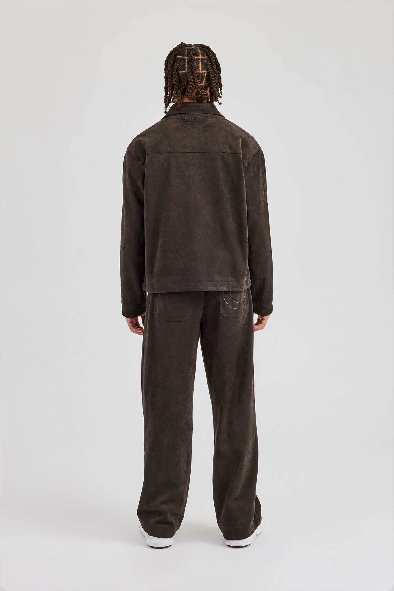 Suede Collared Jacket & Straight Leg Trouser - Charcoal - Image 4