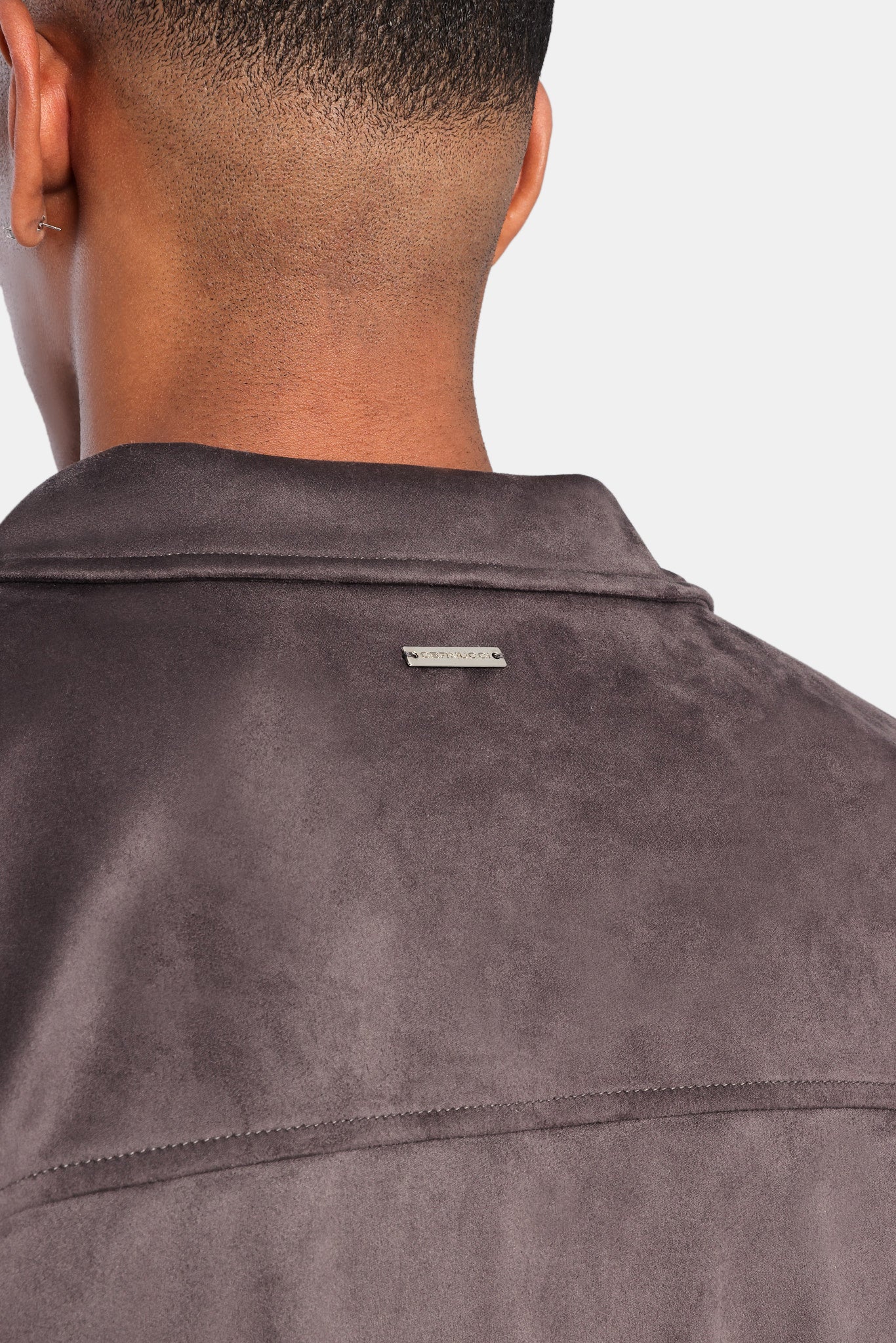 Suedette Zip Through Jacket - Brown - Image 5
