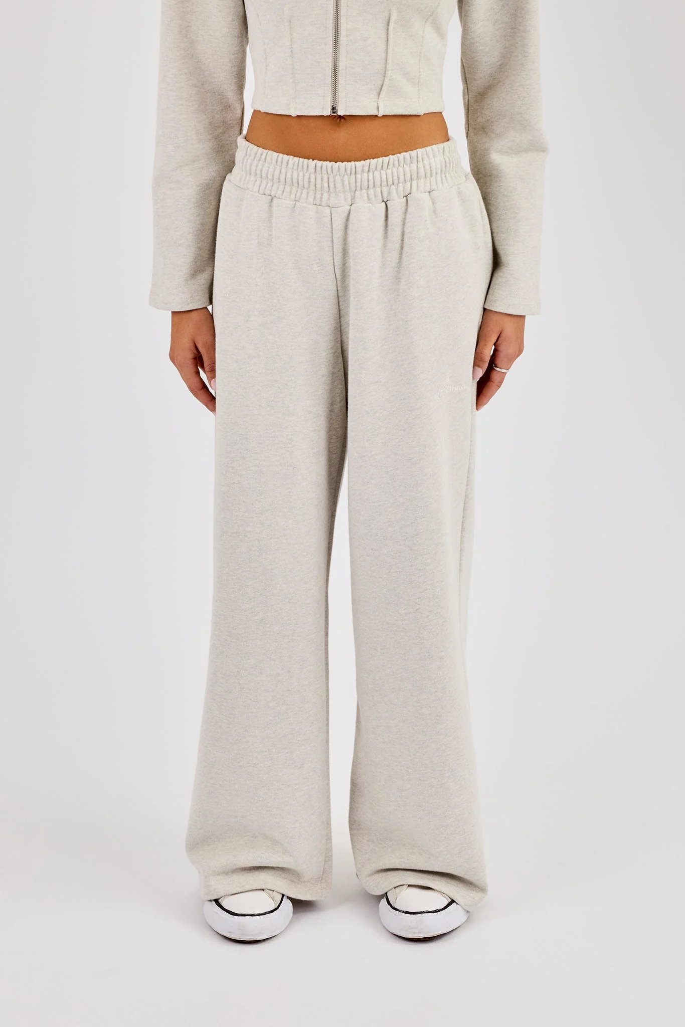 Super Baggy Wide Leg Jogger - Grey Marl - Image 3