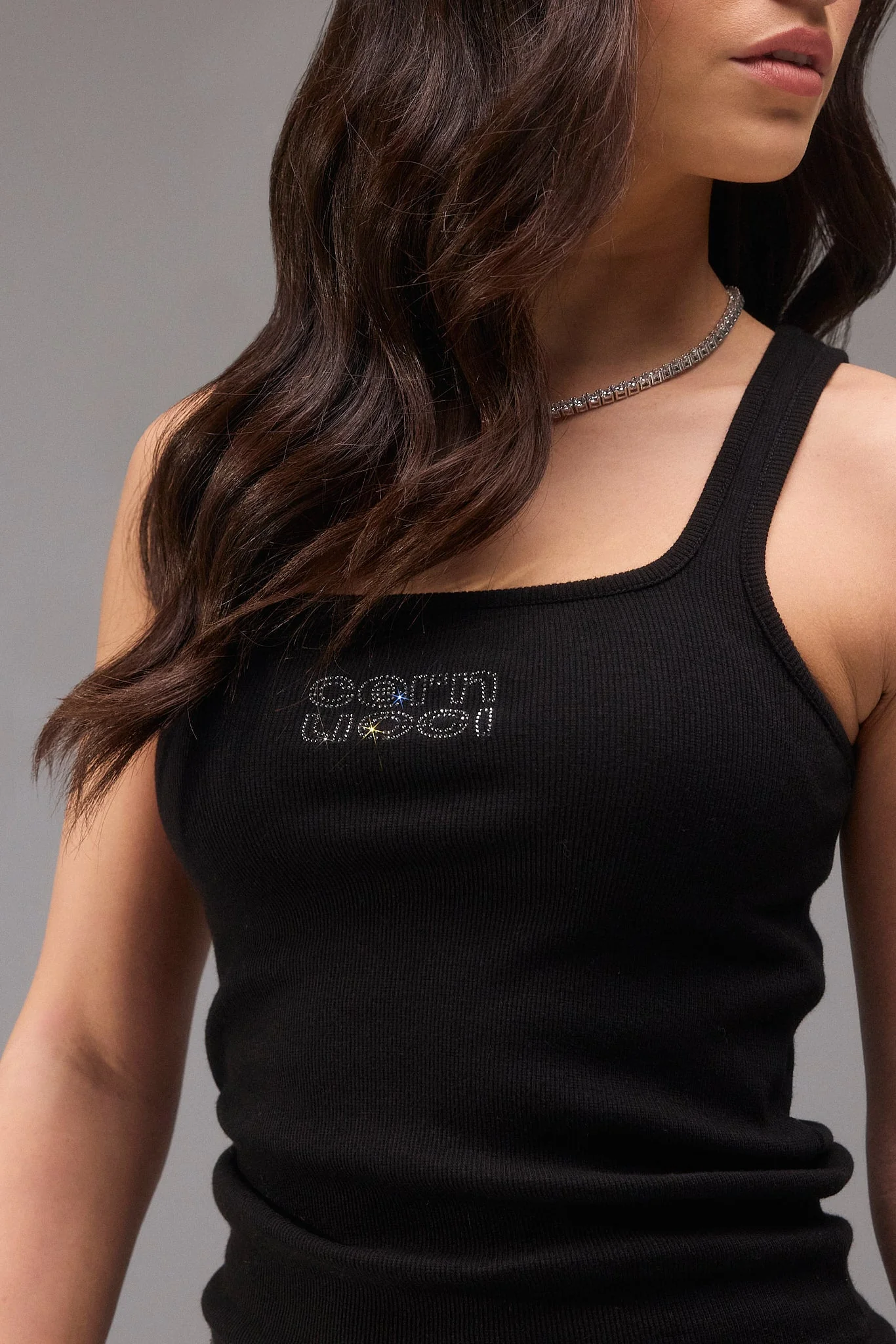Swarovski Square Neck Rib Vest - Image 2