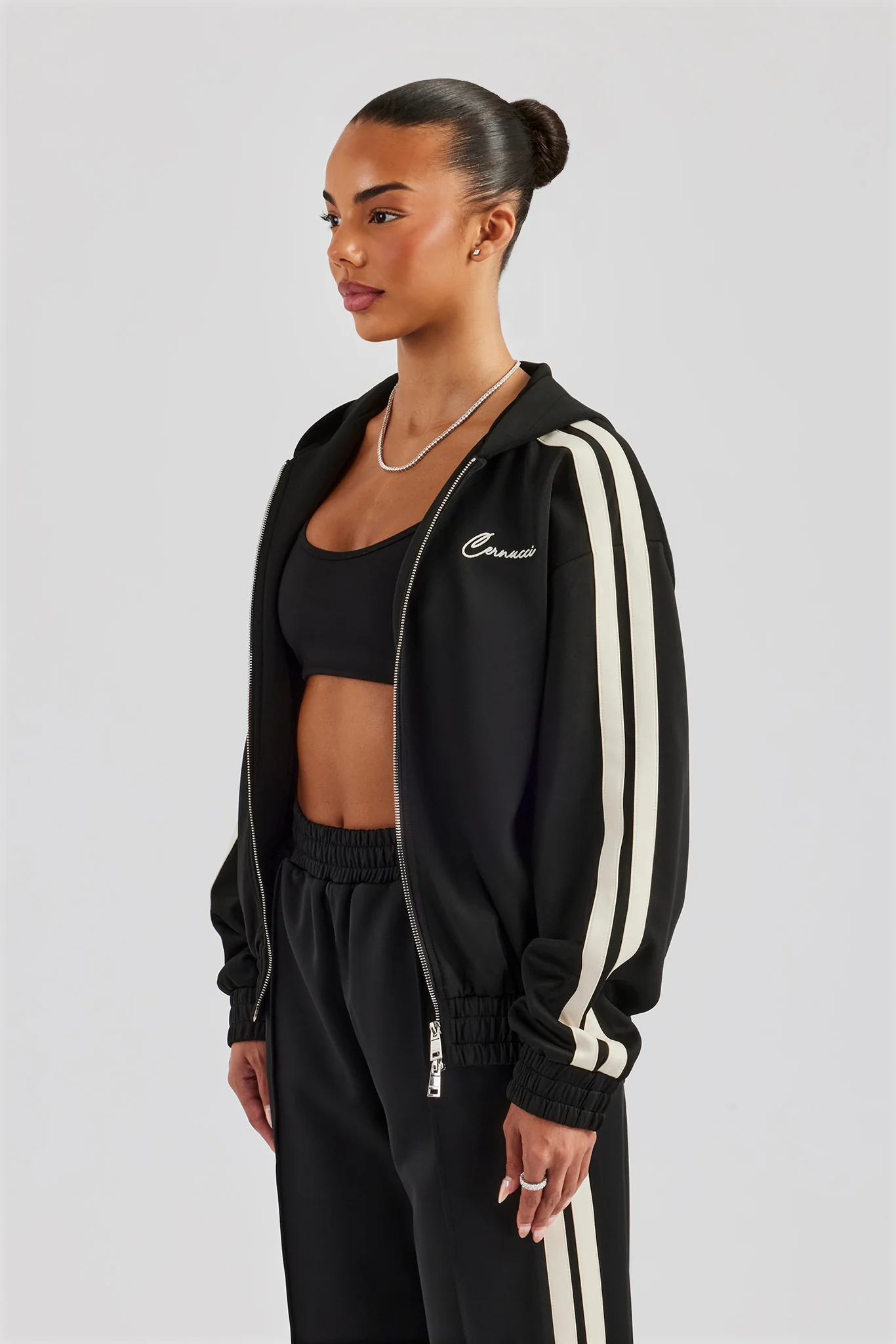Taping Hooded Jacket - Black - Image 3