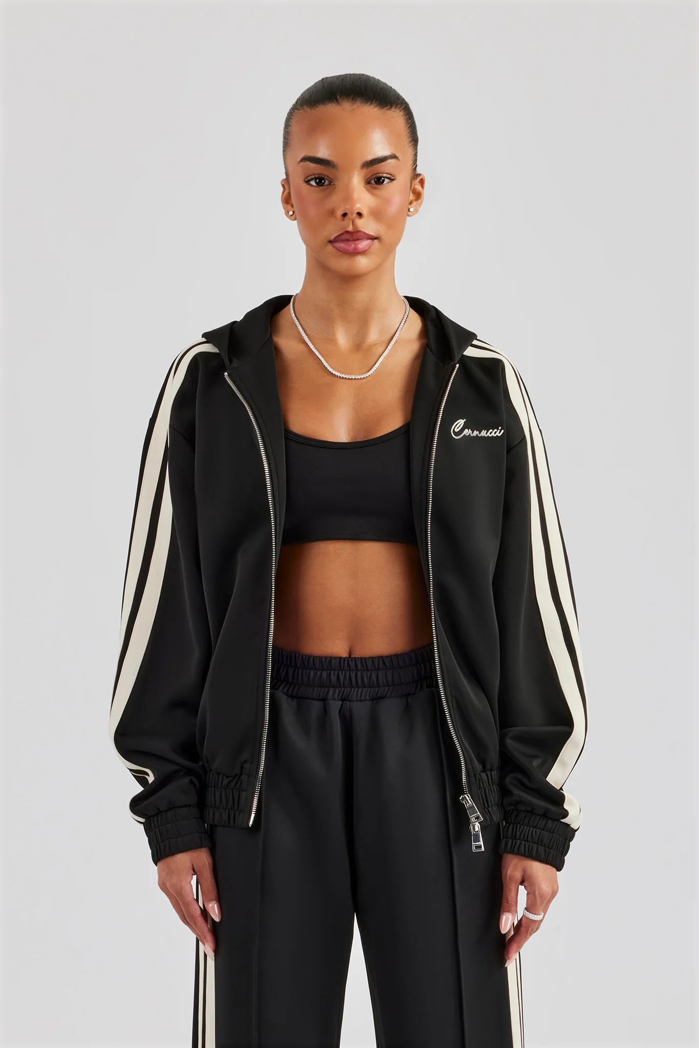 Taping Hooded Jacket - Black - Image 5