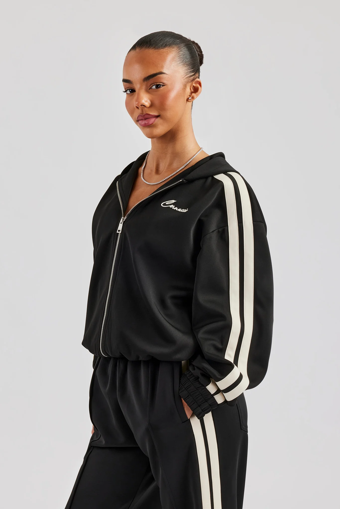 Taping Hooded Jacket - Black - Image 6