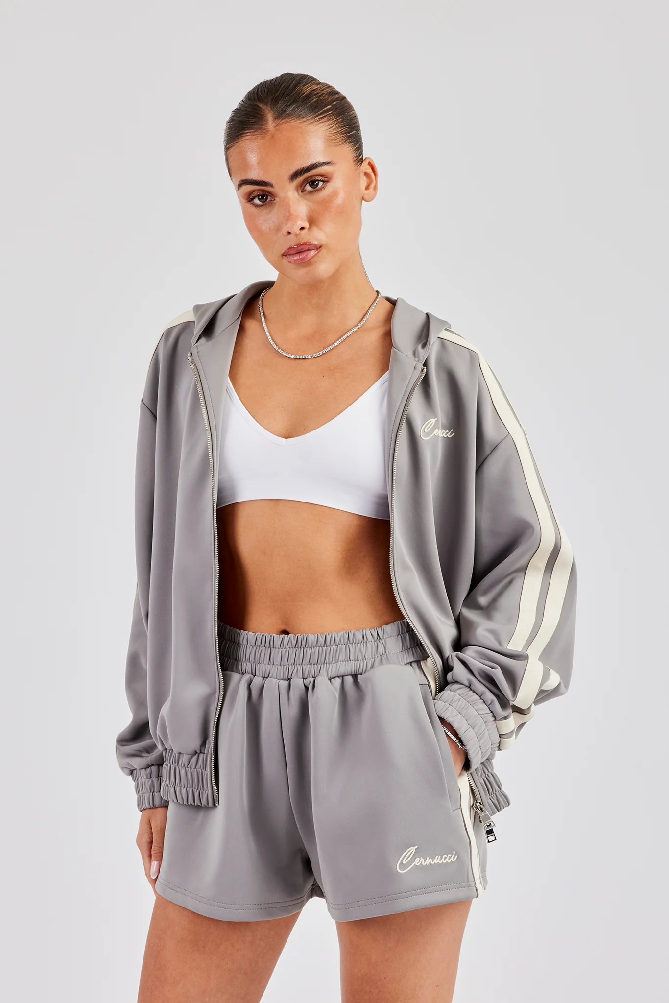 Taping Hooded Jacket - Grey - Image 5