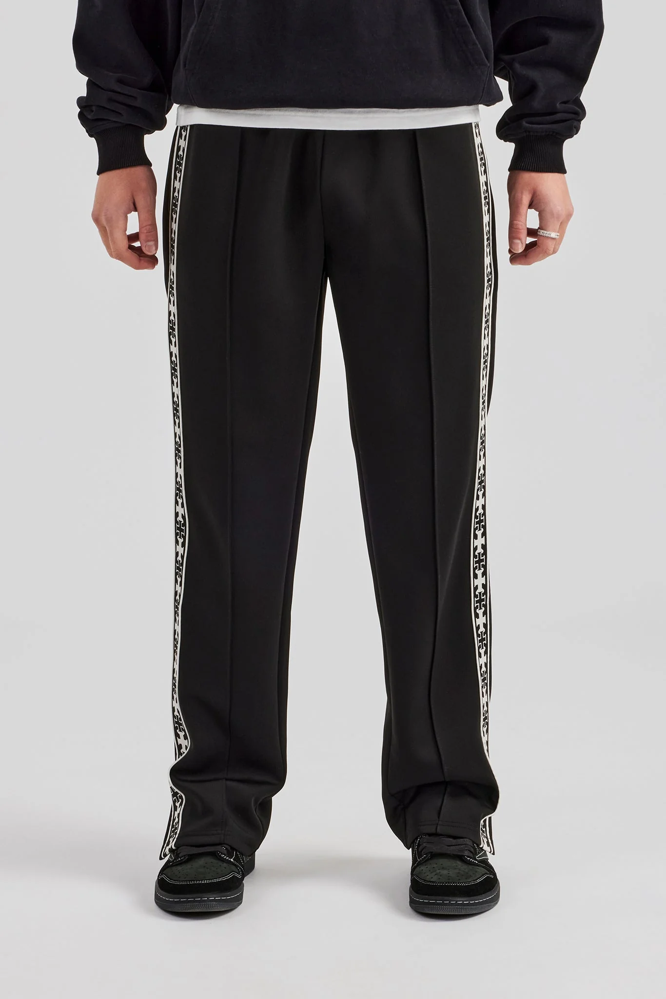 Taping Split Hem Track Pant - Black - Image 4