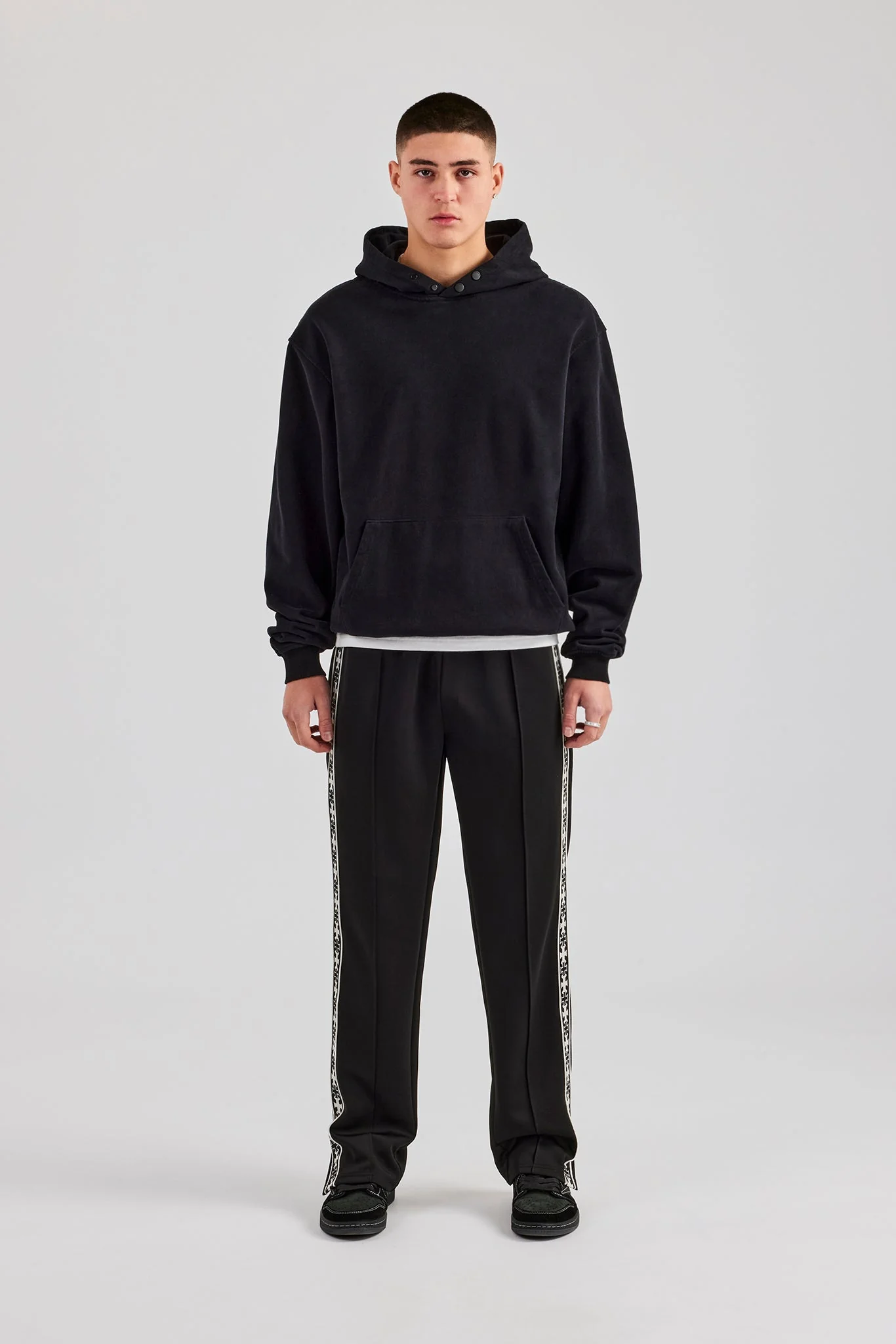 Taping Split Hem Track Pant - Black - Image 5