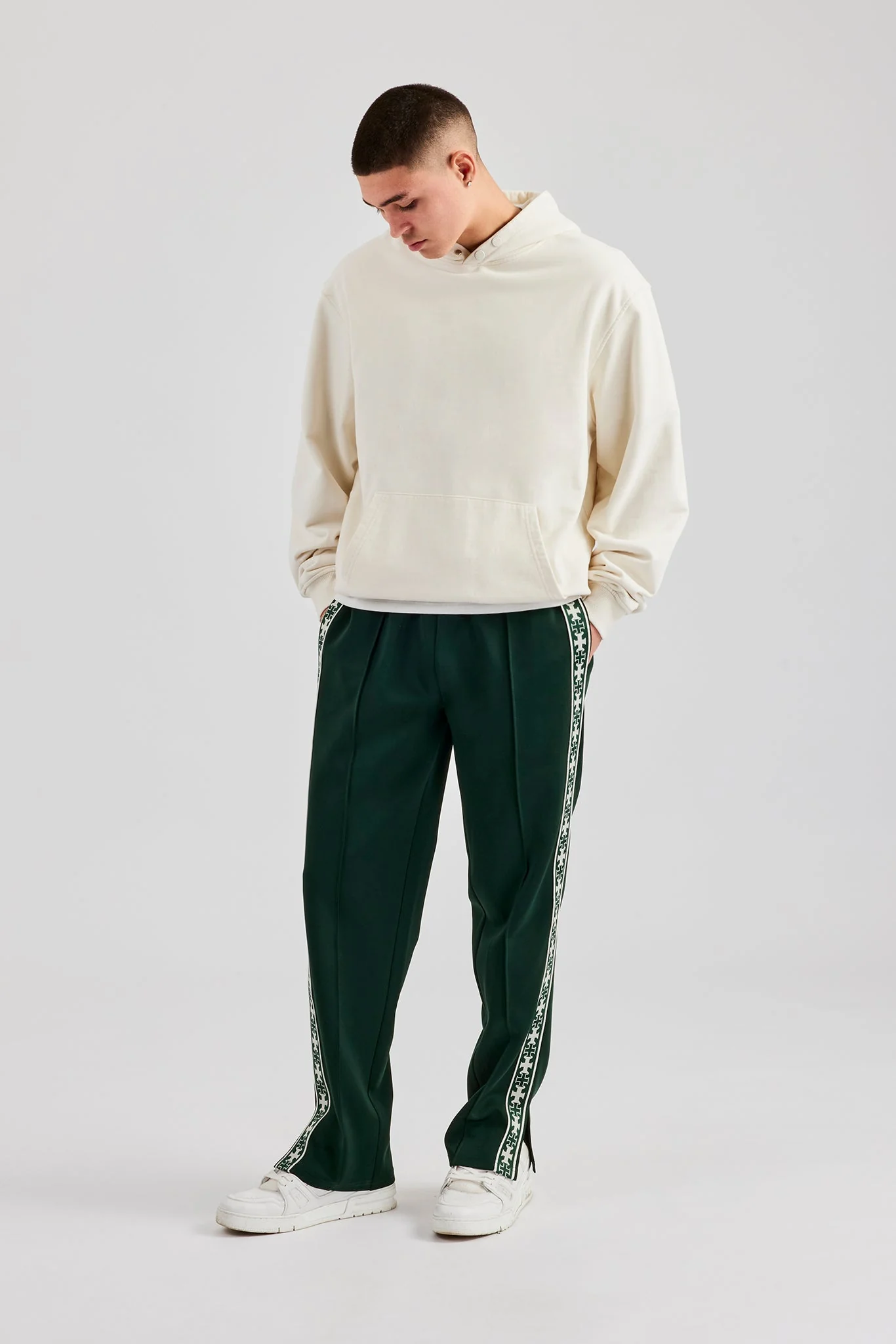 Taping Split Hem Track Pant - Forest Green - Image 4