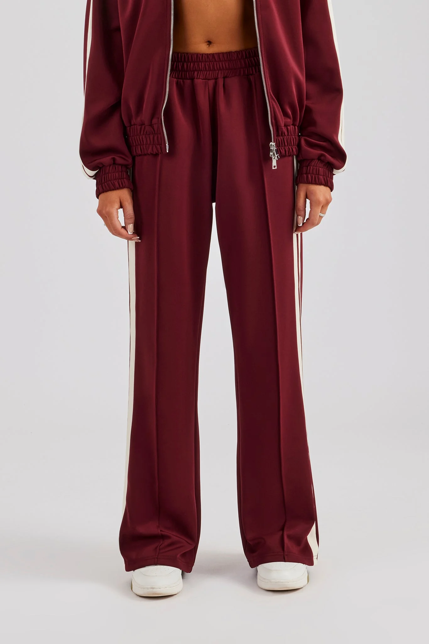 Taping Wide Leg Track Pant - Burgundy - Image 2