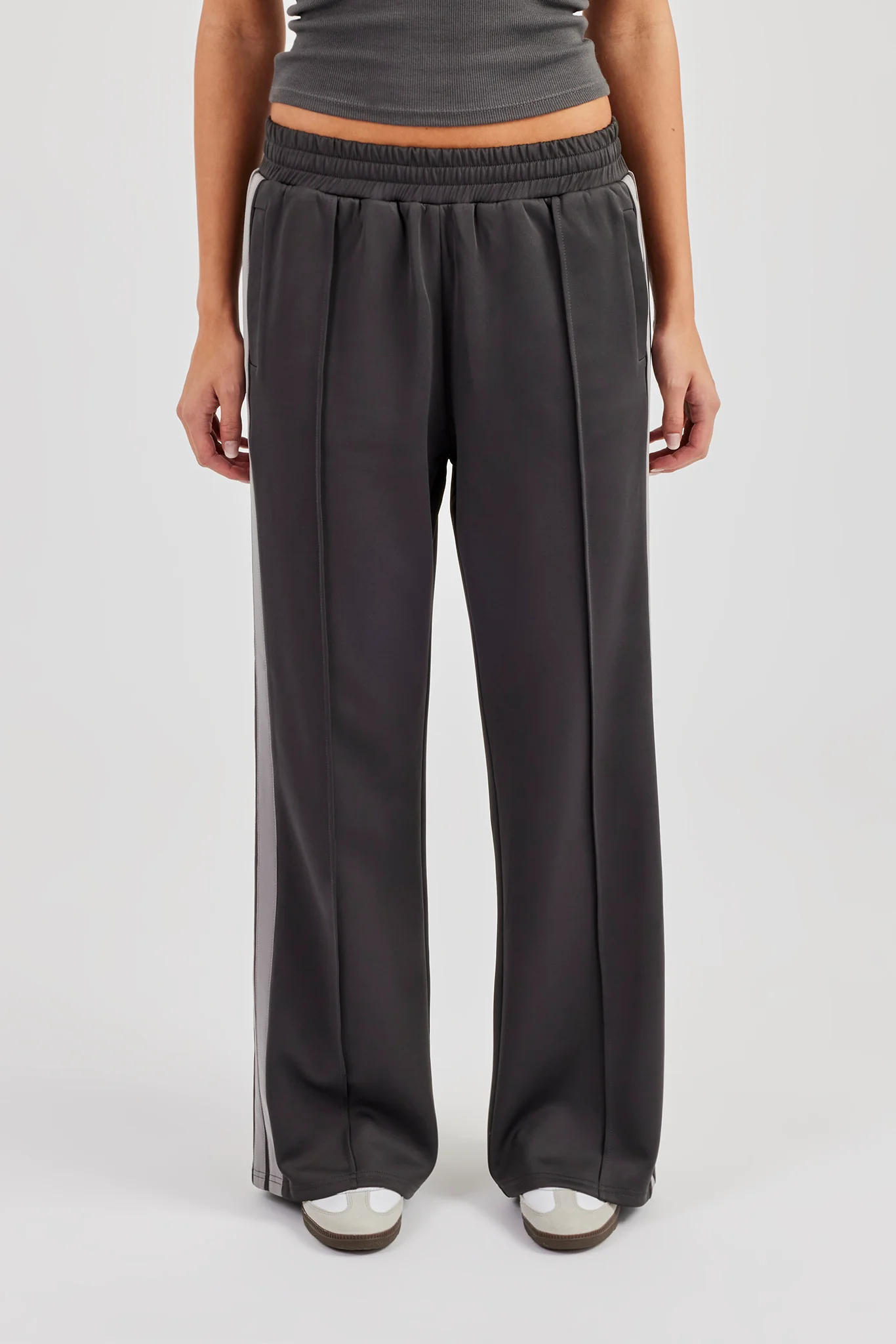 Taping Wide Leg Track Pant - Charcoal - Image 2