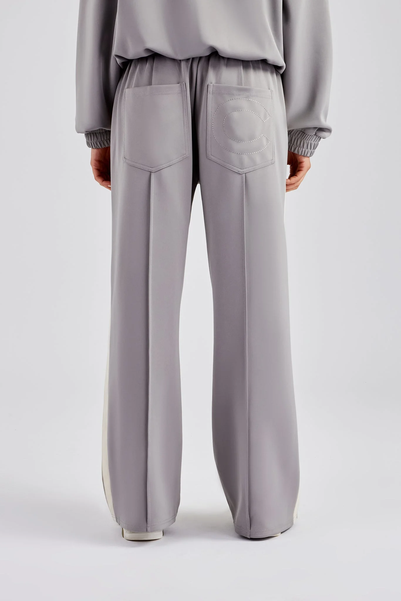 Taping Wide Leg Track Pant - Grey - Image 8