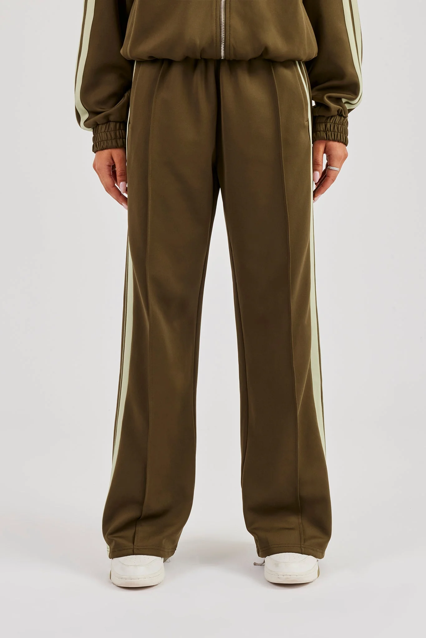 Taping Wide Leg Track Pant - Khaki - Image 3