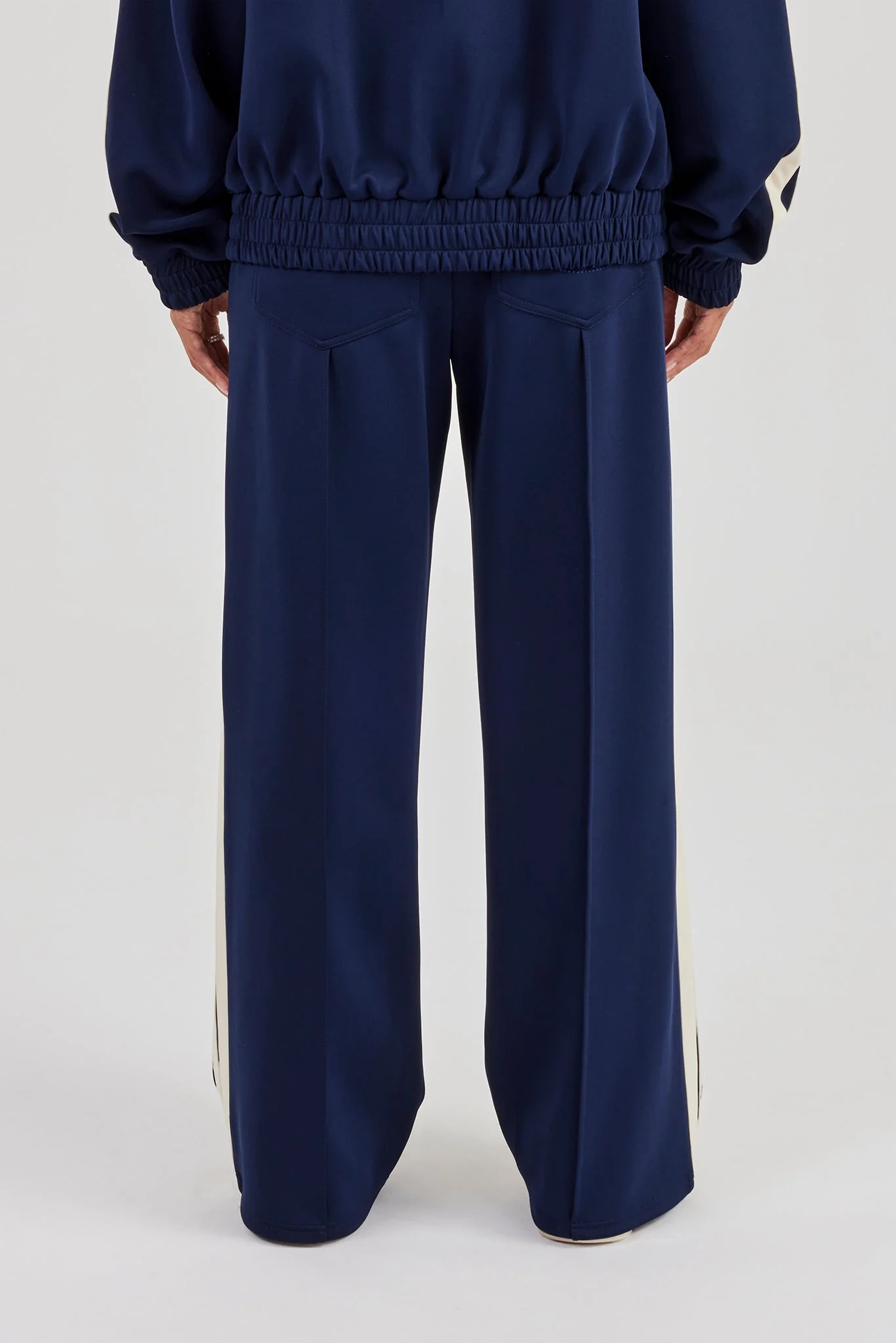 Taping Wide Leg Track Pant - Navy Blue - Image 4