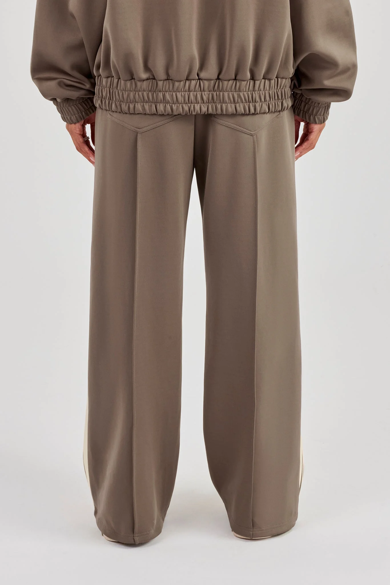 Taping Wide Leg Track Pant - Taupe - Image 4