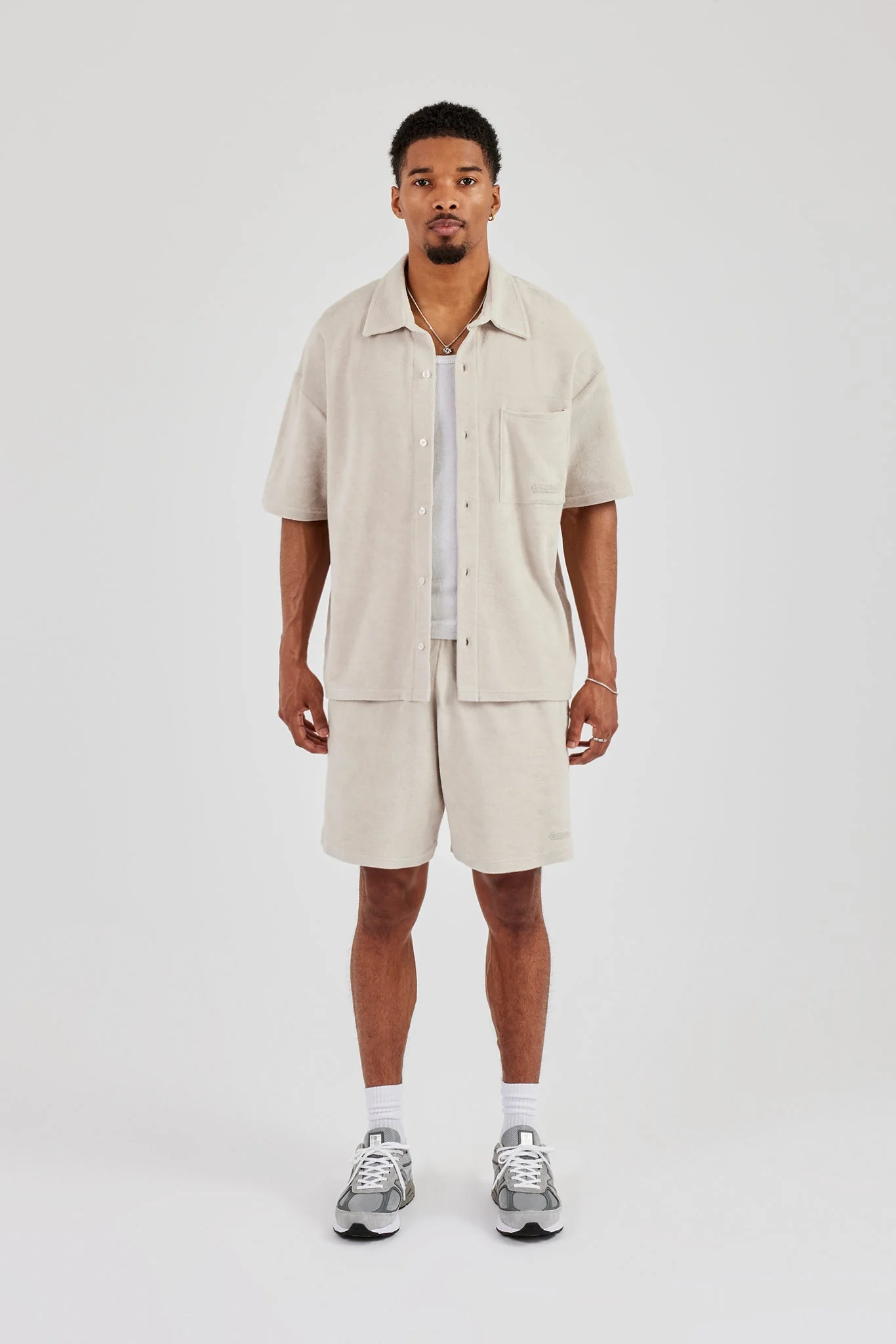 Terry Towelling Boxy Shirt & Short - Beige