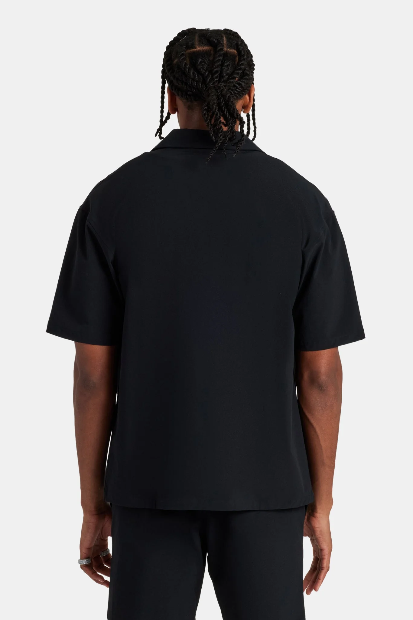 Text Pocket Zip Front Shirt - Black - Image 3