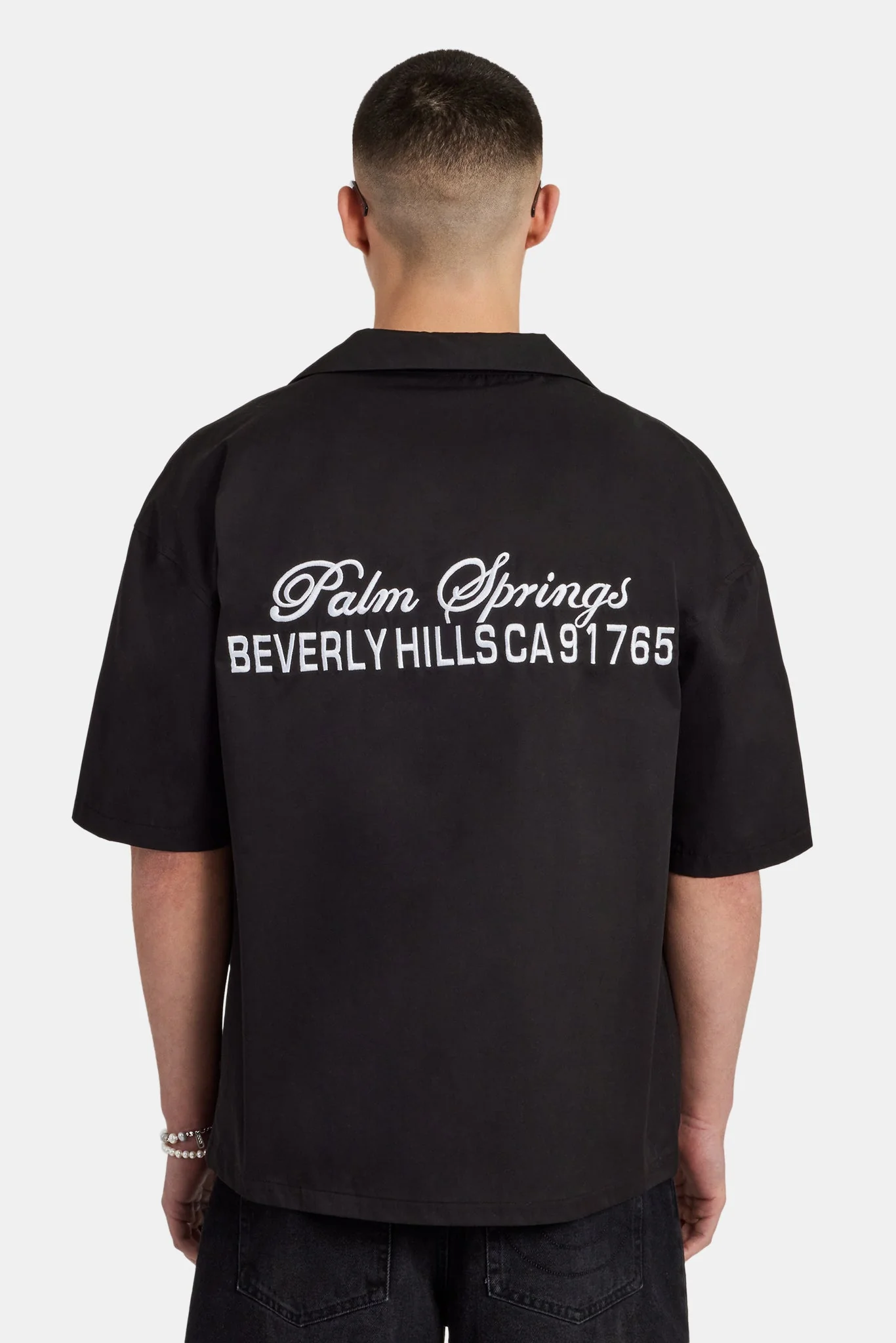 Text Print Boxy Shirt - Black - Image 2