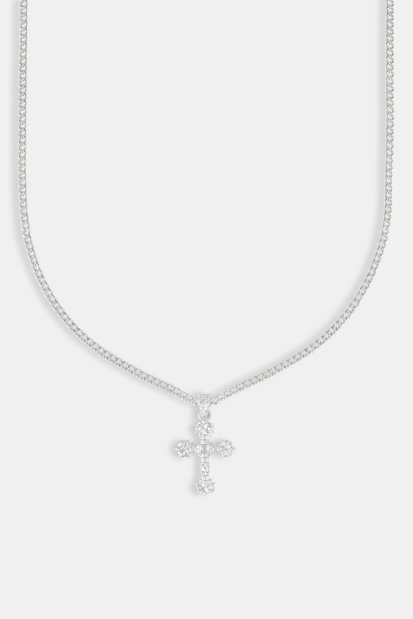 Textured Cross Cuban Necklace - 25mm - Image 2
