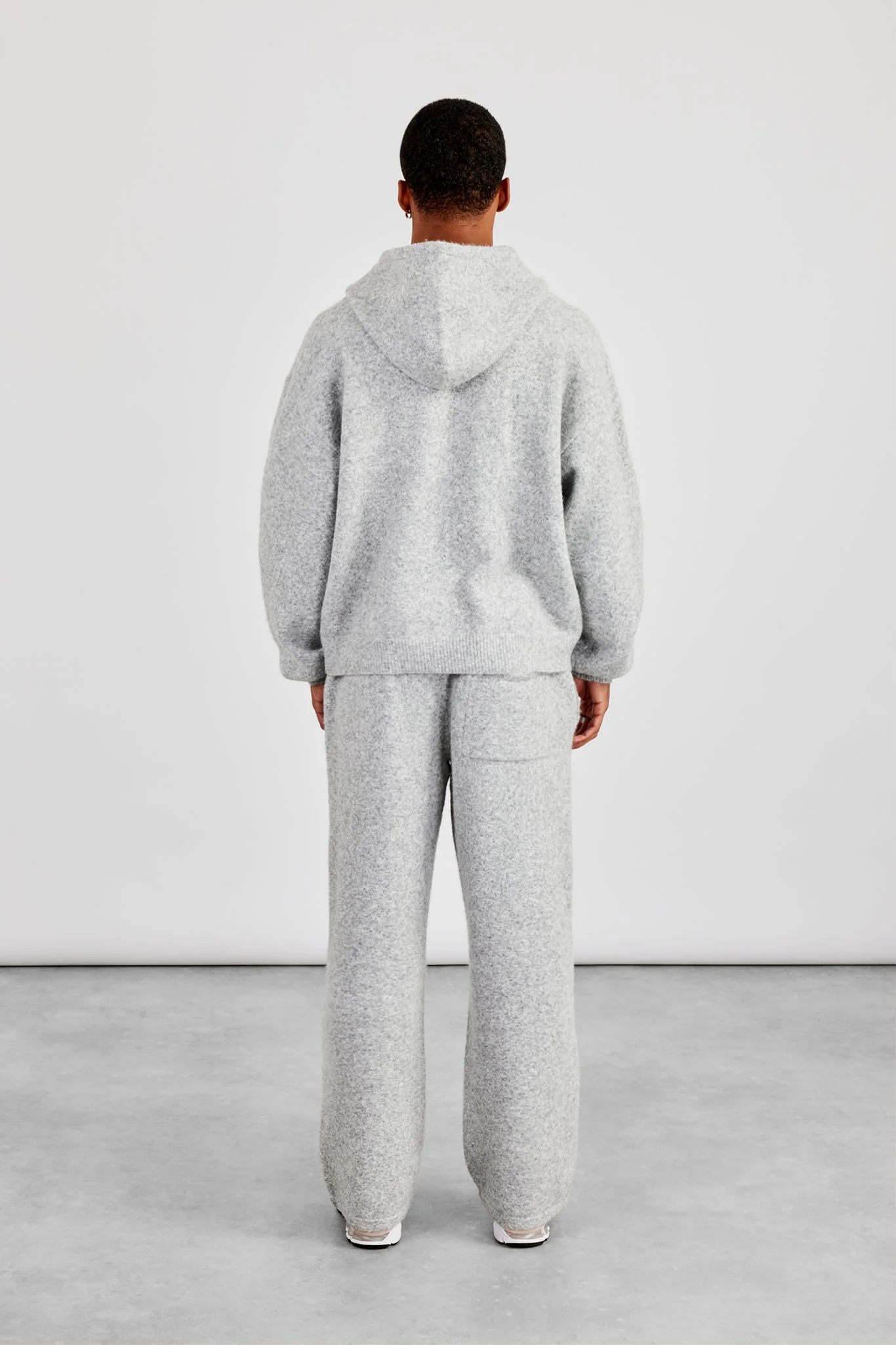 Textured Knitted Hoodie & Jogger - Grey - Image 3