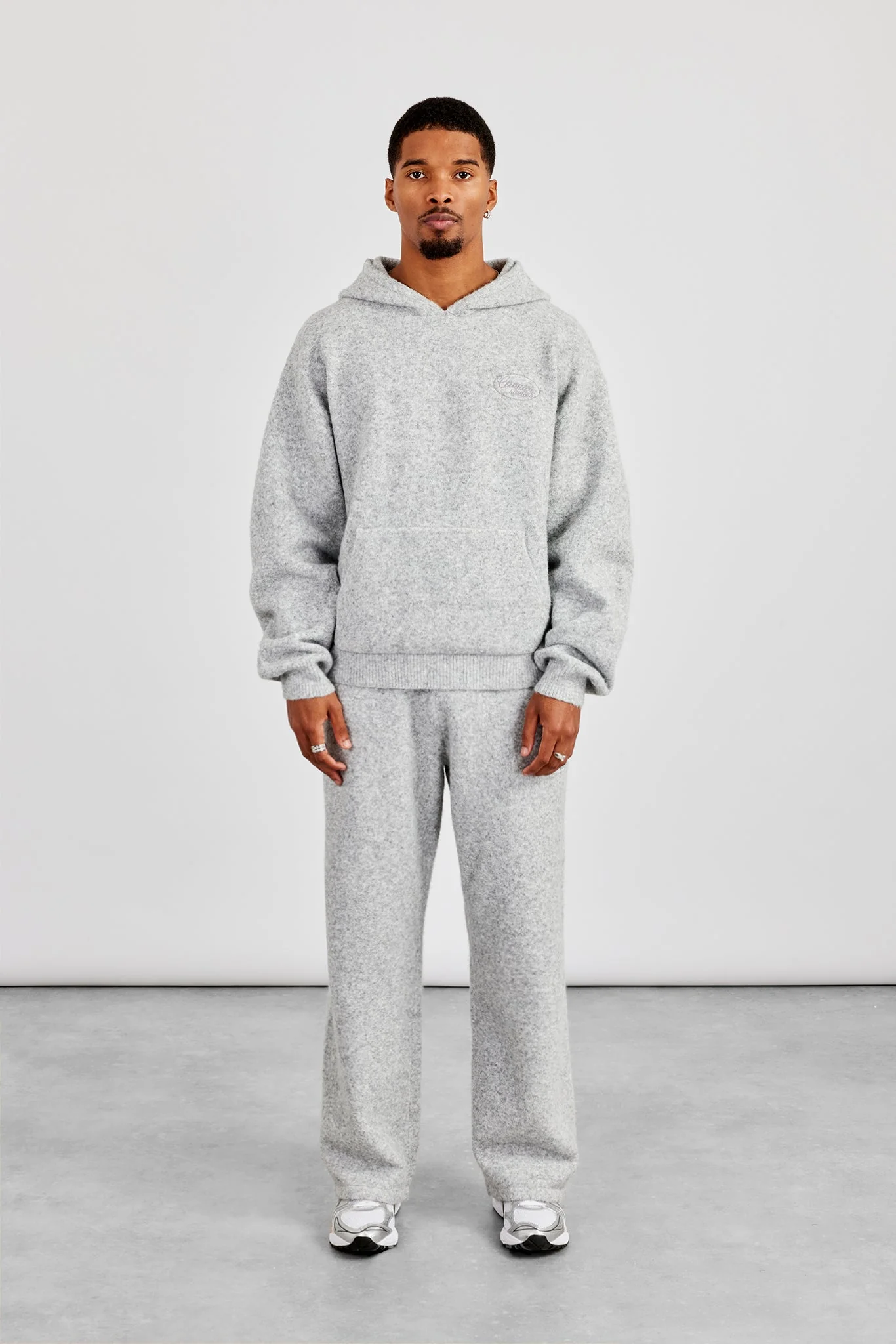 Textured Knitted Hoodie & Jogger - Grey - Image 4