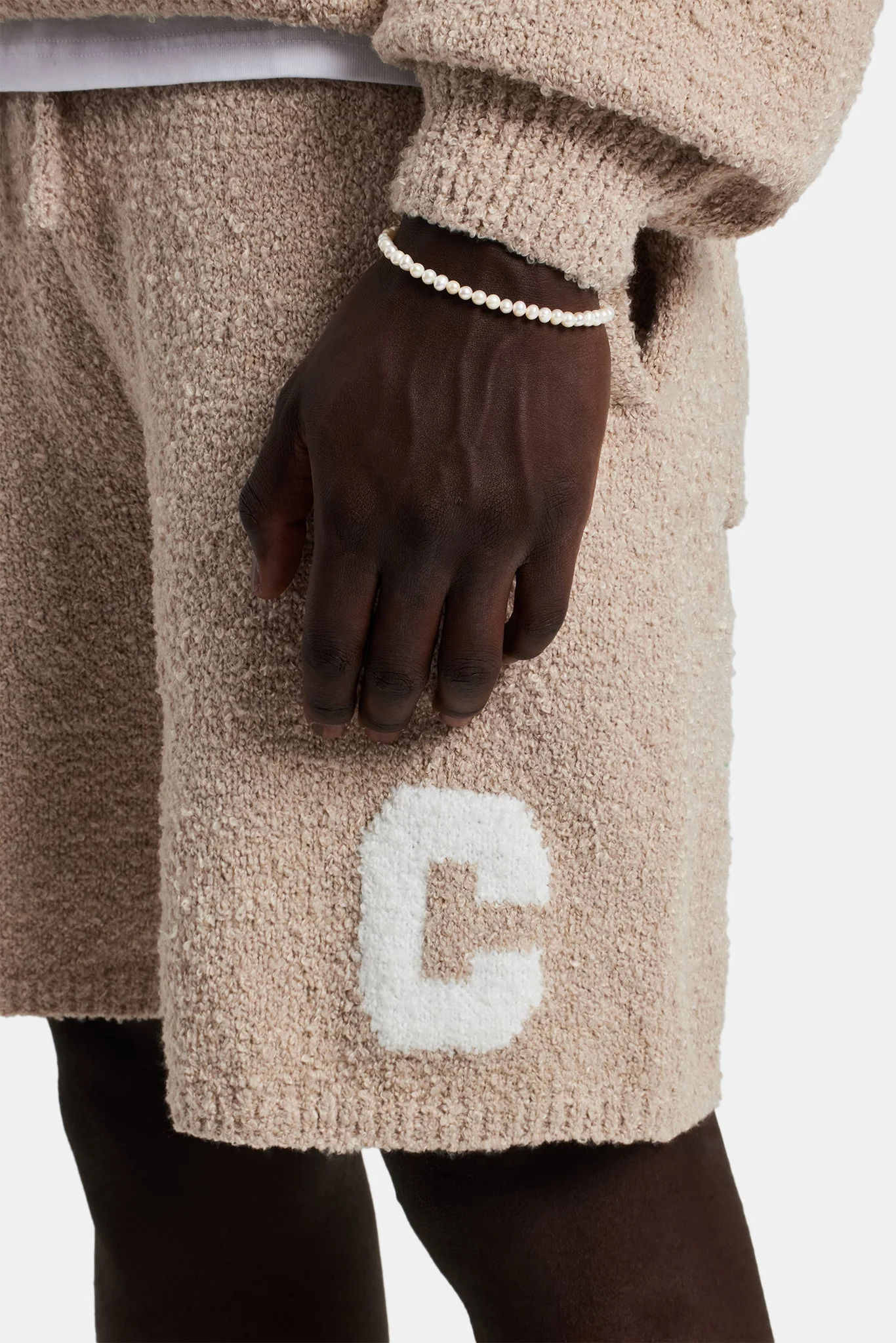Textured Knitted Short - Beige - Image 4