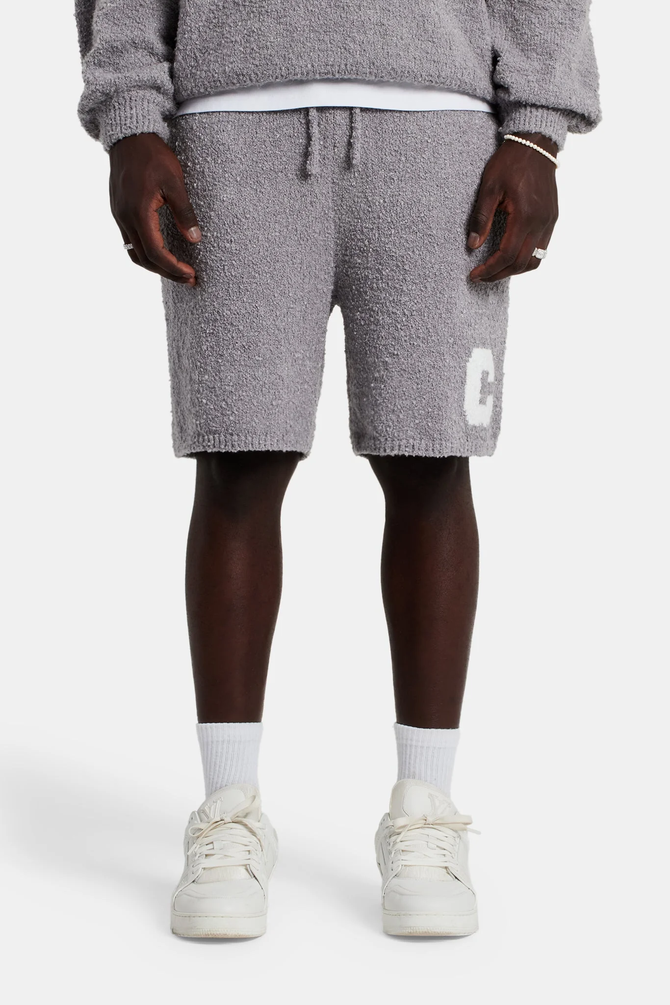 Textured Knitted Short - Grey - Image 2