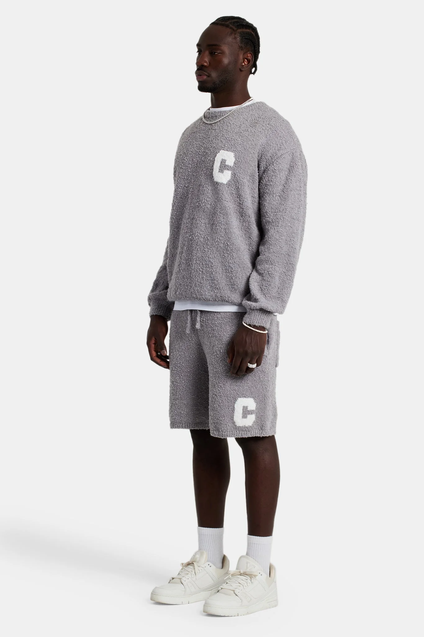 Textured Knitted Short - Grey - Image 3