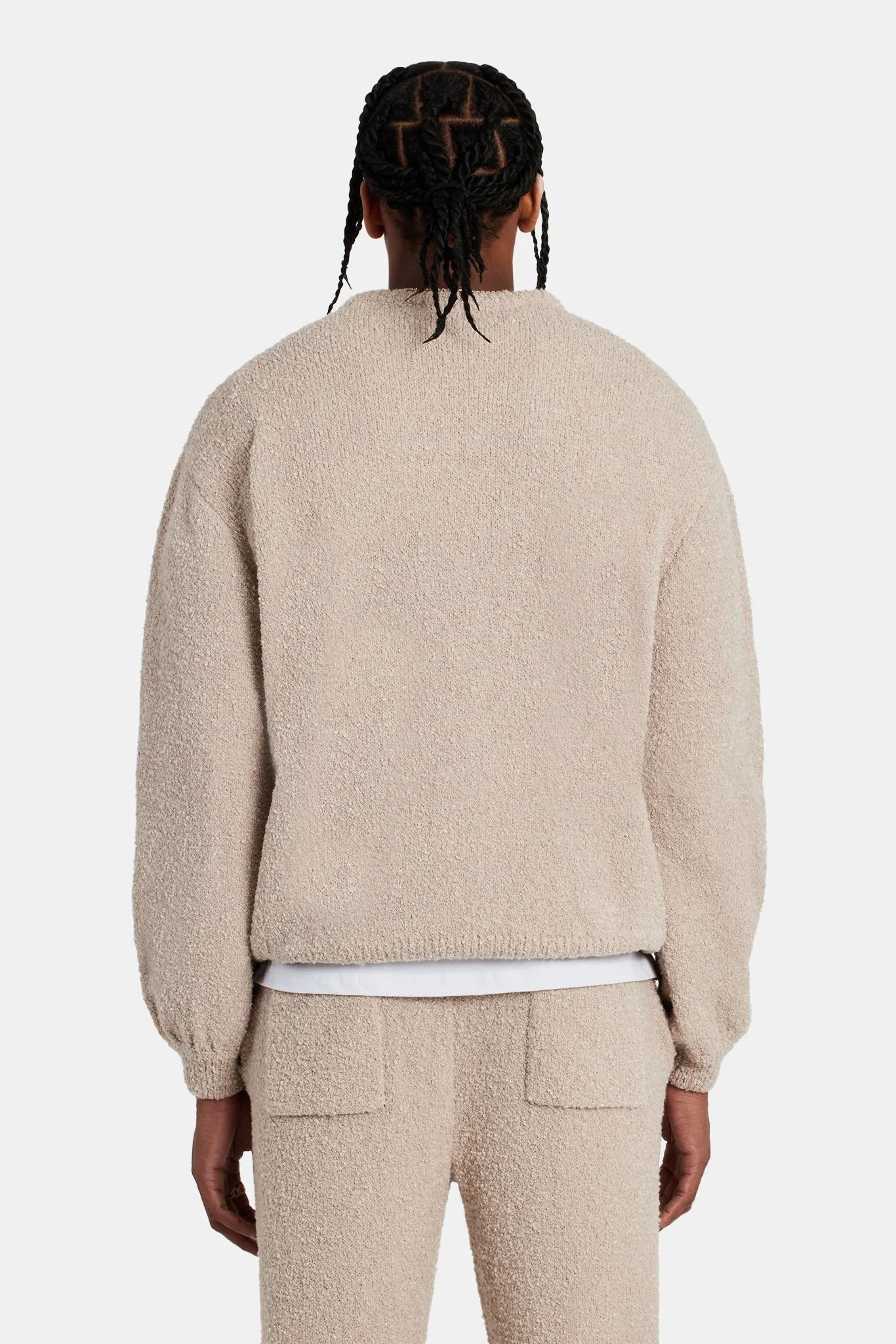 Textured Knitted Sweatshirt - Beige - Image 3