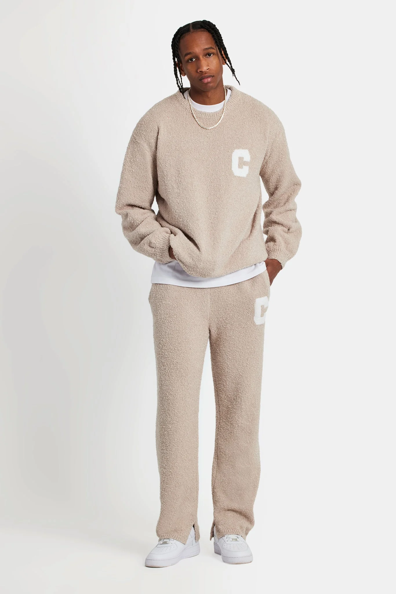 Textured Knitted Sweatshirt - Beige - Image 4