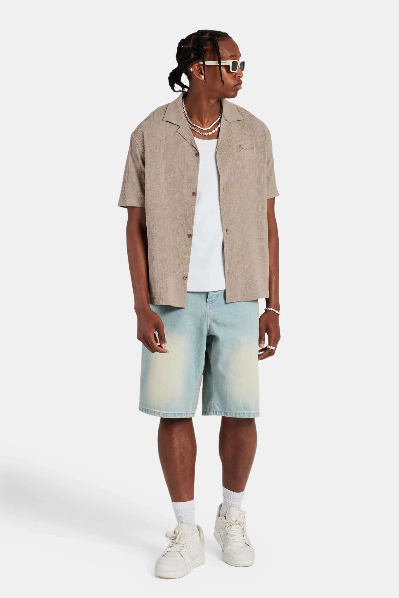 Textured Revere Shirt - Stone - Image 3