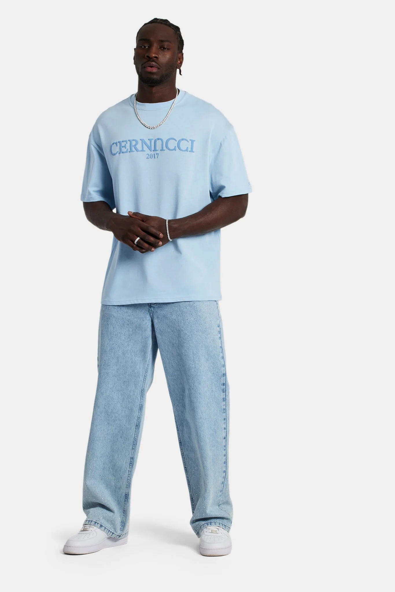 Tonal Logo Oversized T-Shirt - Light Blue - Image 2