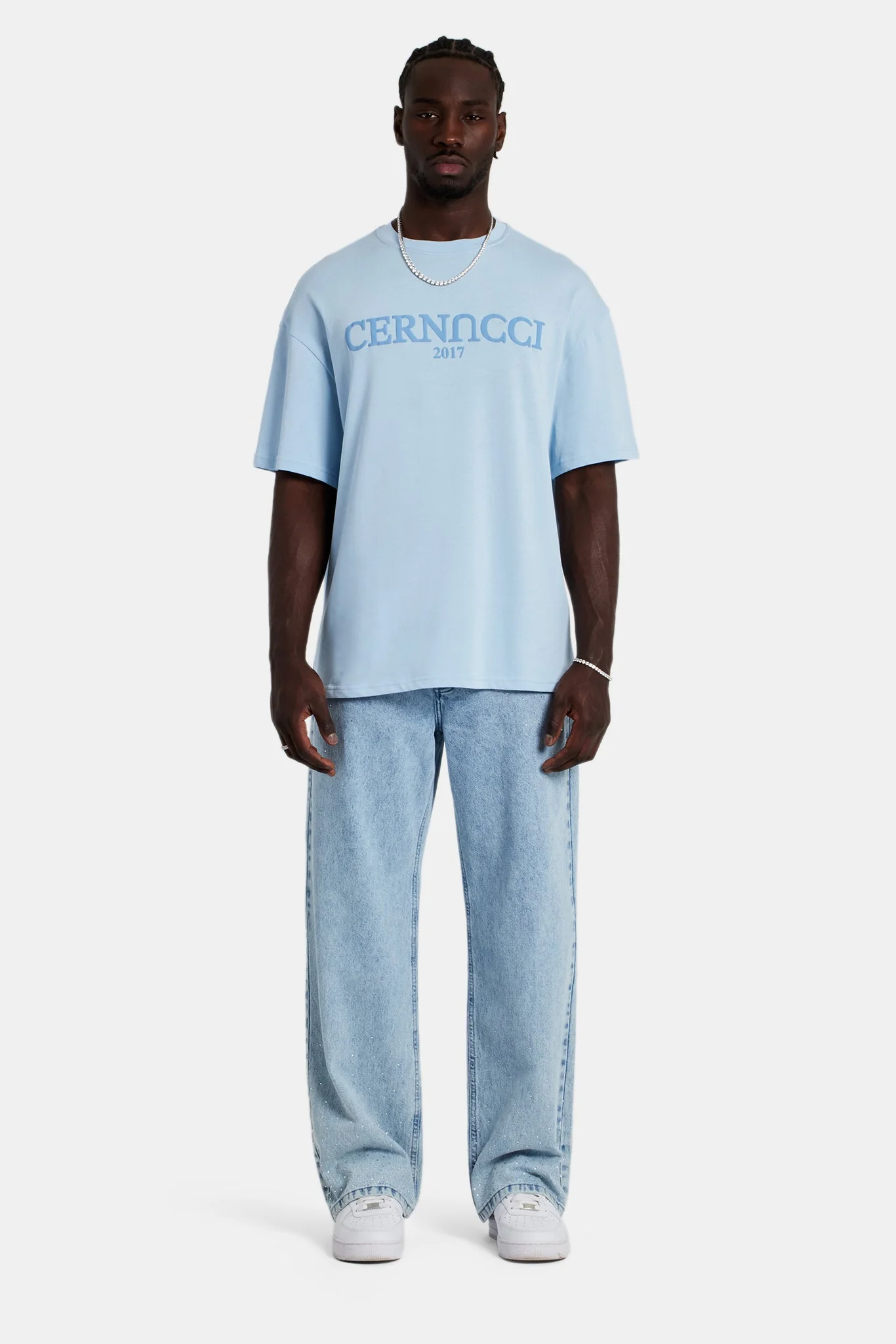 Tonal Logo Oversized T-Shirt - Light Blue - Image 5