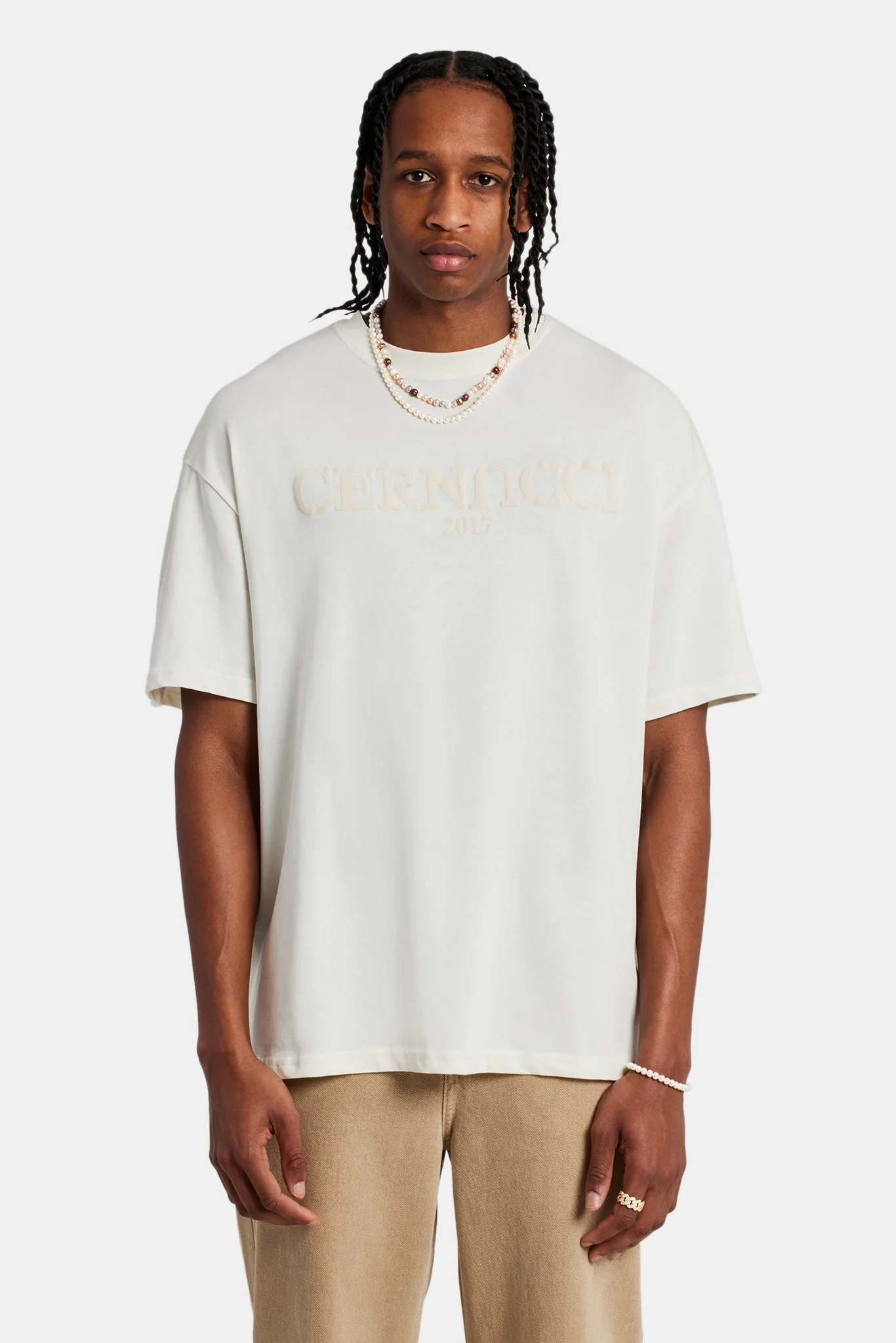 Tonal Logo Oversized T-Shirt - Off White - Image 3