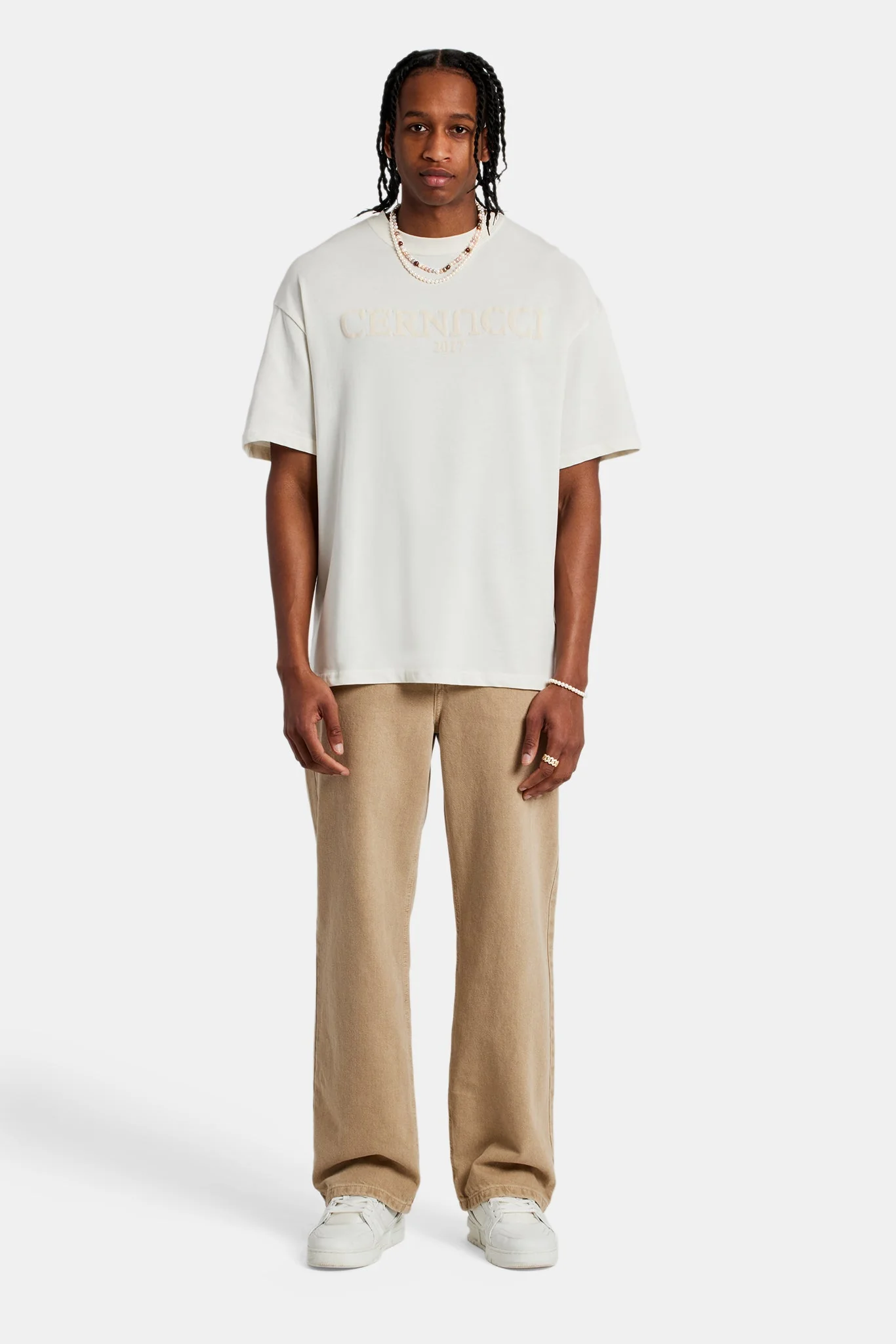 Tonal Logo Oversized T-Shirt - Off White - Image 5