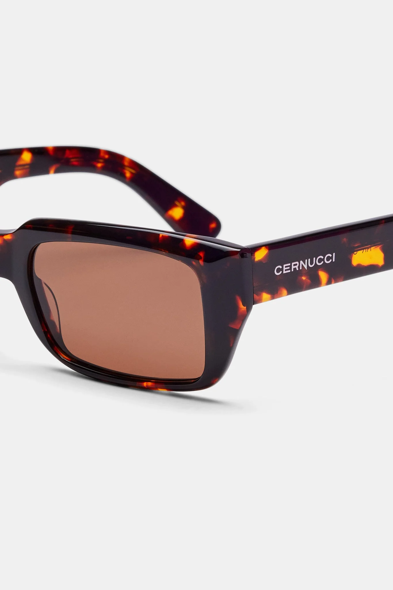 Tortoise Shell Rectangle Acetate Sunglasses - Brown - Image 3